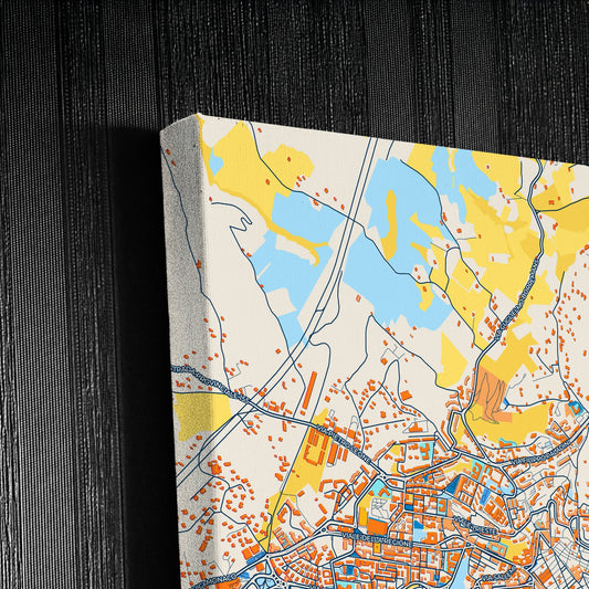 Caltanissetta Italy Colorful City Map Canvas Print Detail
