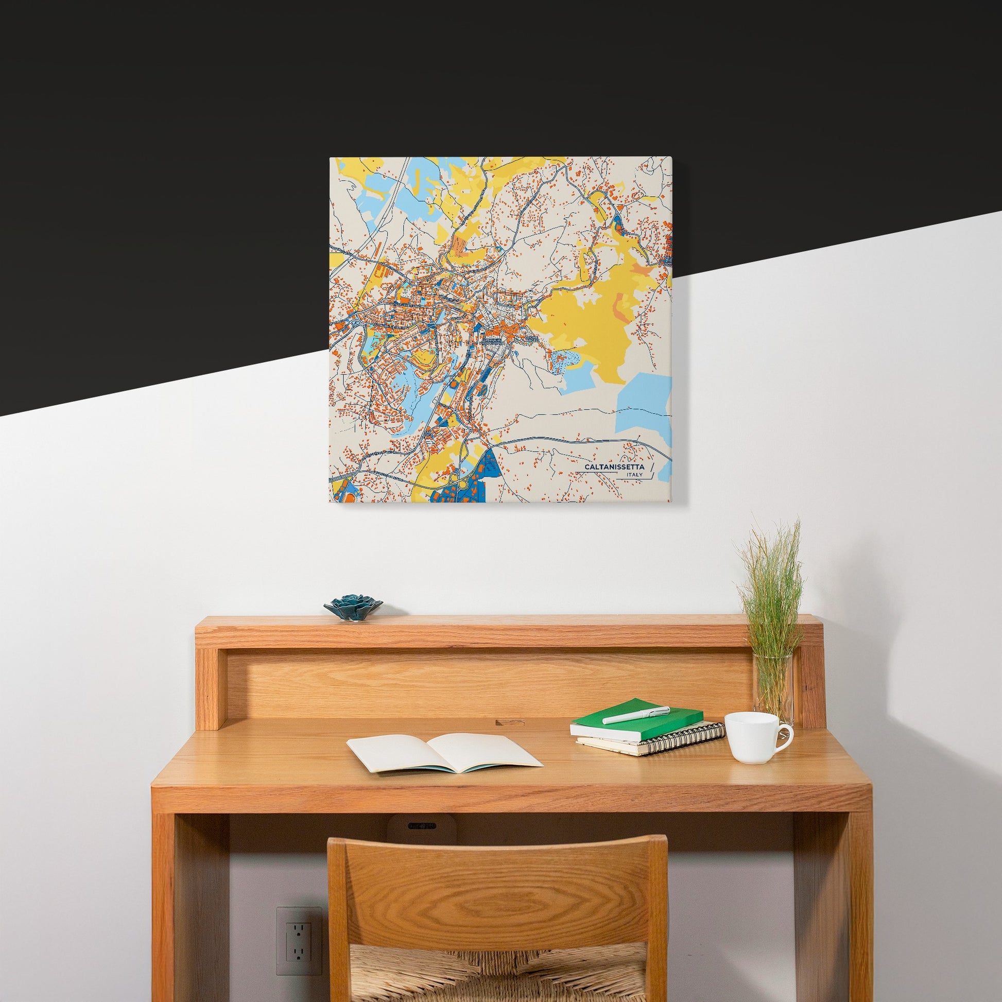 Caltanissetta Italy Colorful City Map Canvas Print Scene