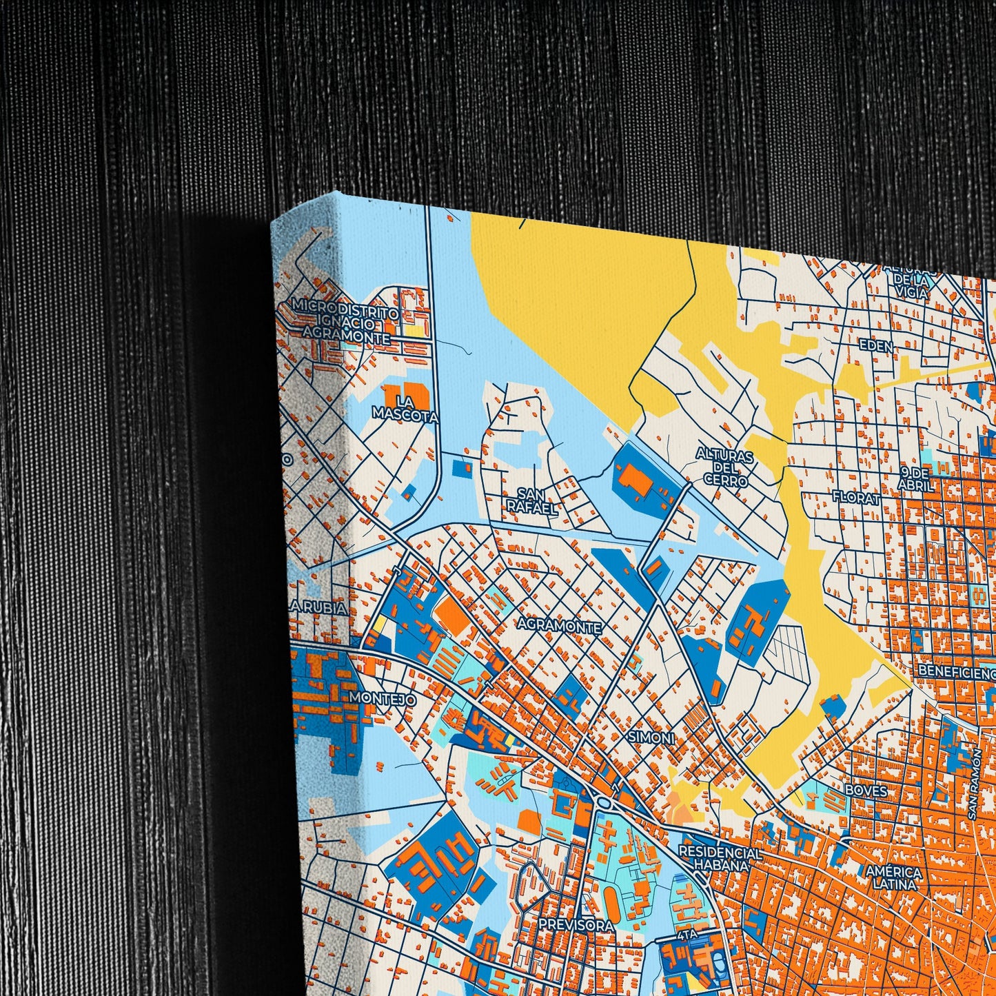 Camagüey Cuba Colorful City Map Canvas Print Detail