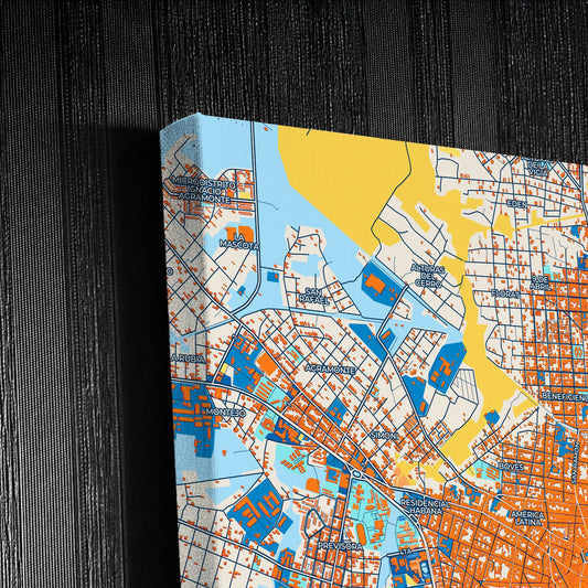 Camagüey Cuba Colorful City Map Canvas Print Detail
