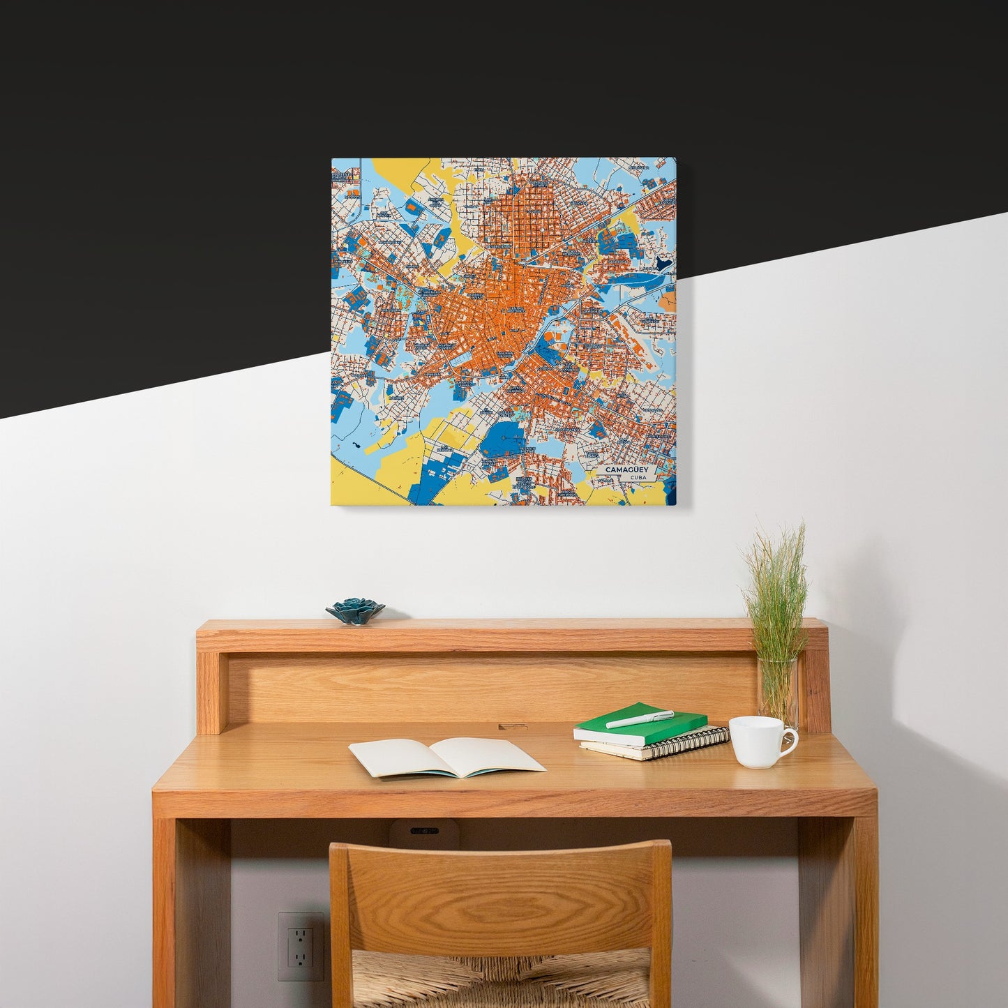 Camagüey Cuba Colorful City Map Canvas Print Scene