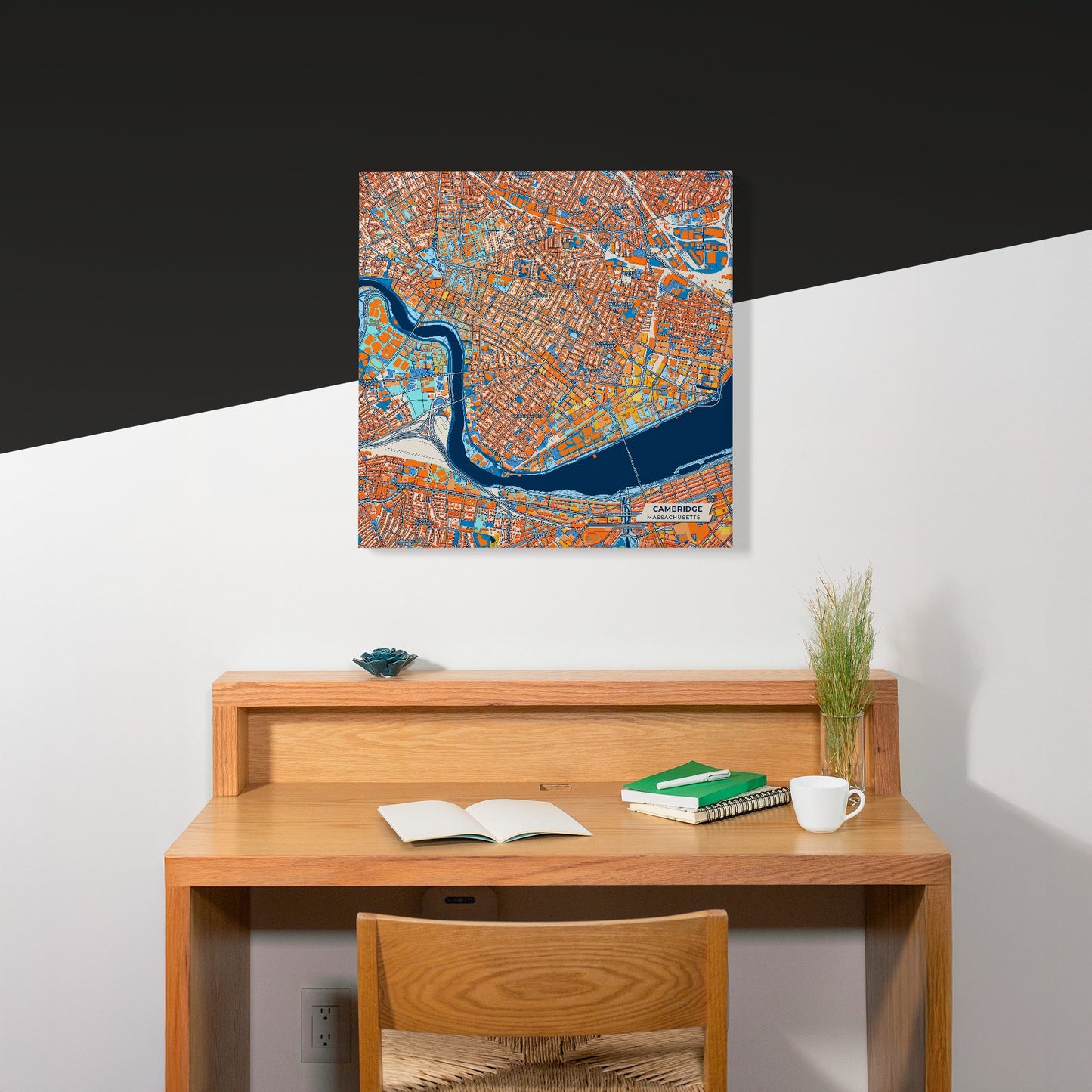 Cambridge Massachusetts Colorful City Map Canvas Print Scene