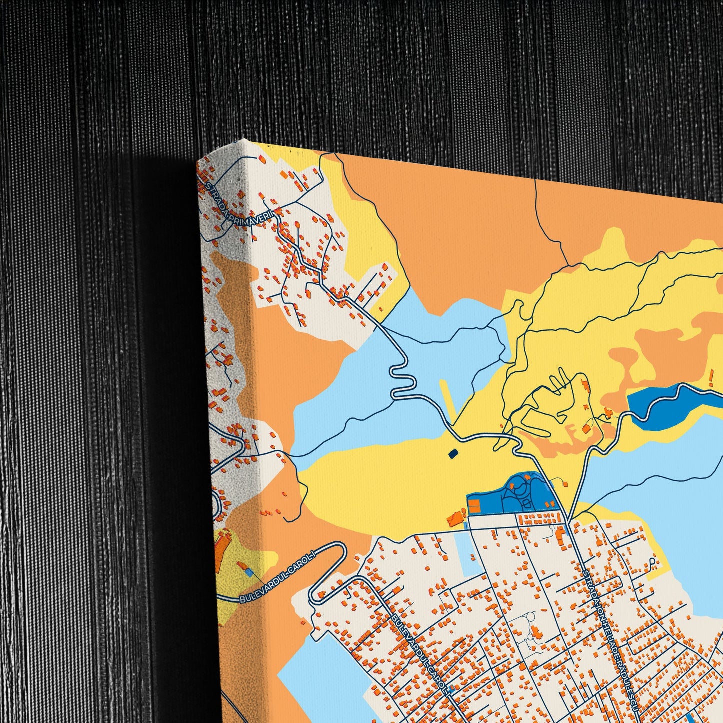 Câmpina Romania Colorful City Map Canvas Print Detail