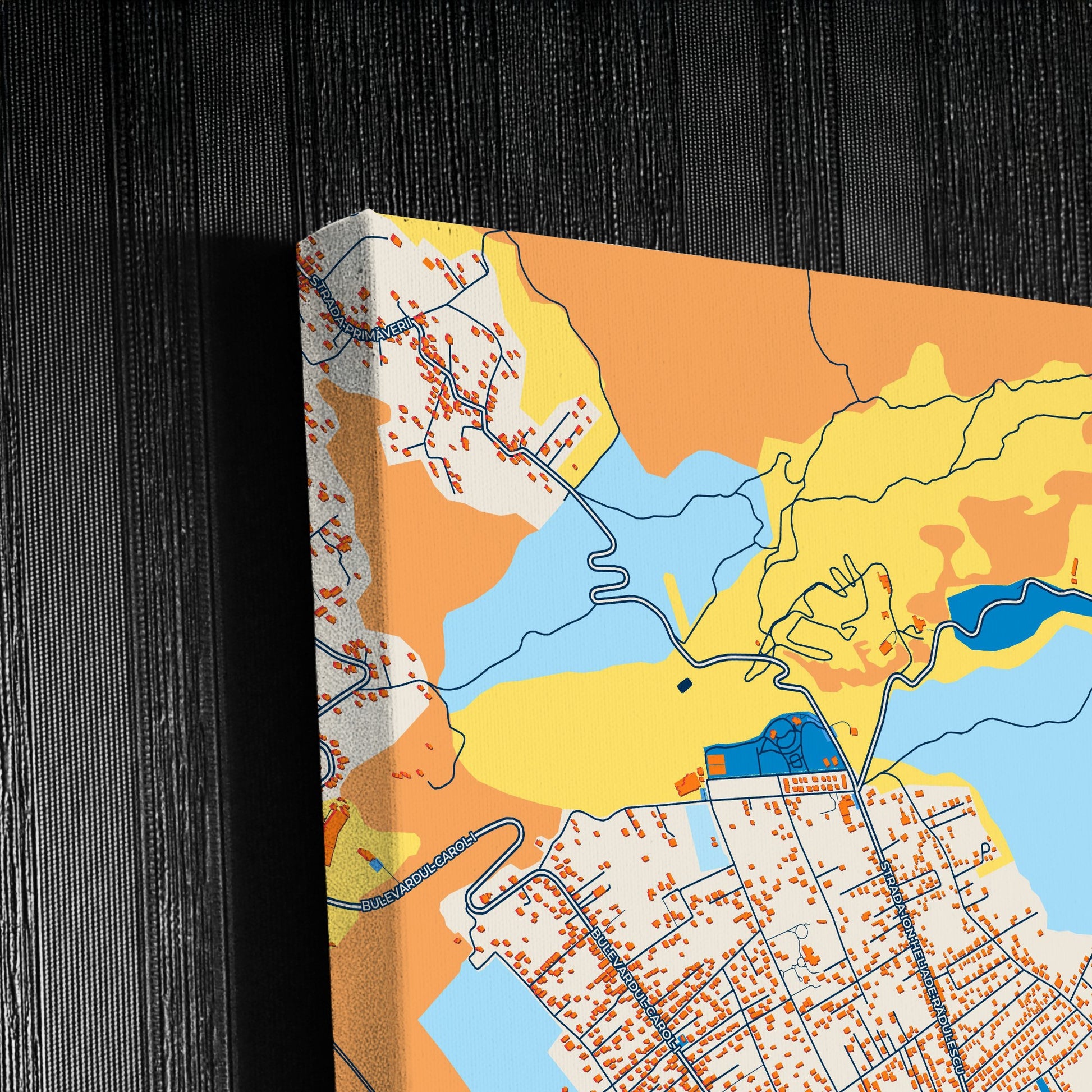Câmpina Romania Colorful City Map Canvas Print Detail