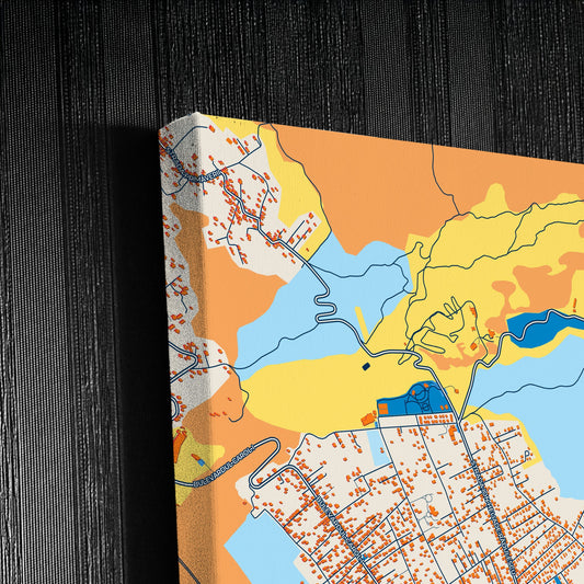 Câmpina Romania Colorful City Map Canvas Print Detail