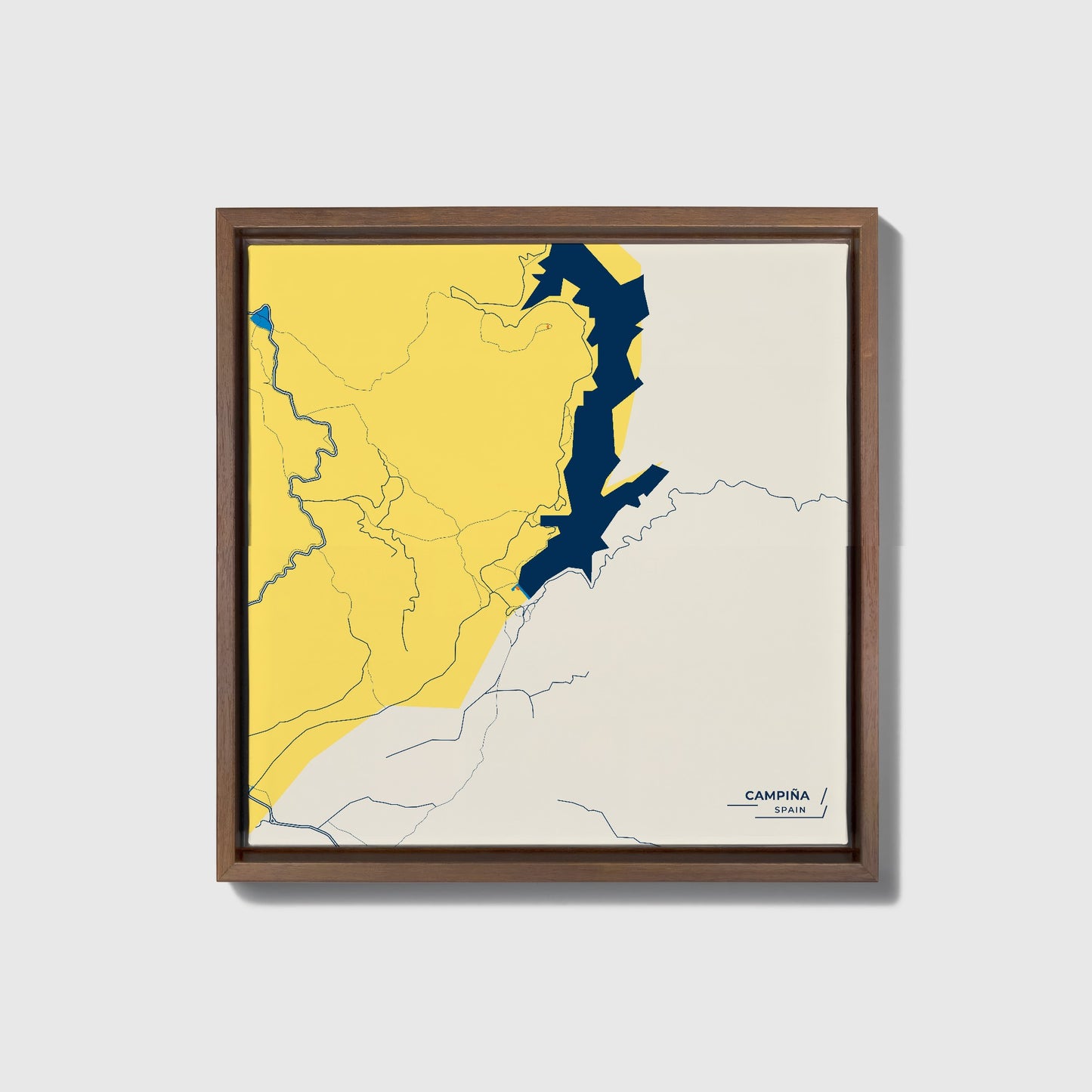 Campiña Spain Colorful City Map Canvas Print • Dark Wooden Framed