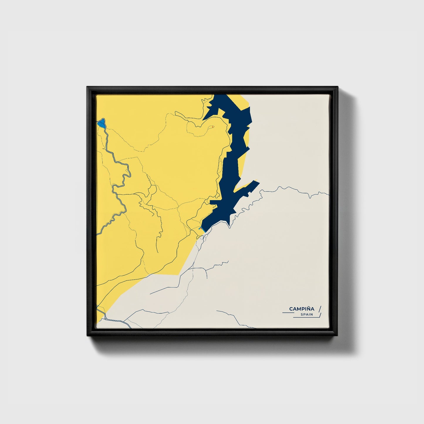 Campiña Spain Colorful City Map Canvas Print • Black Framed