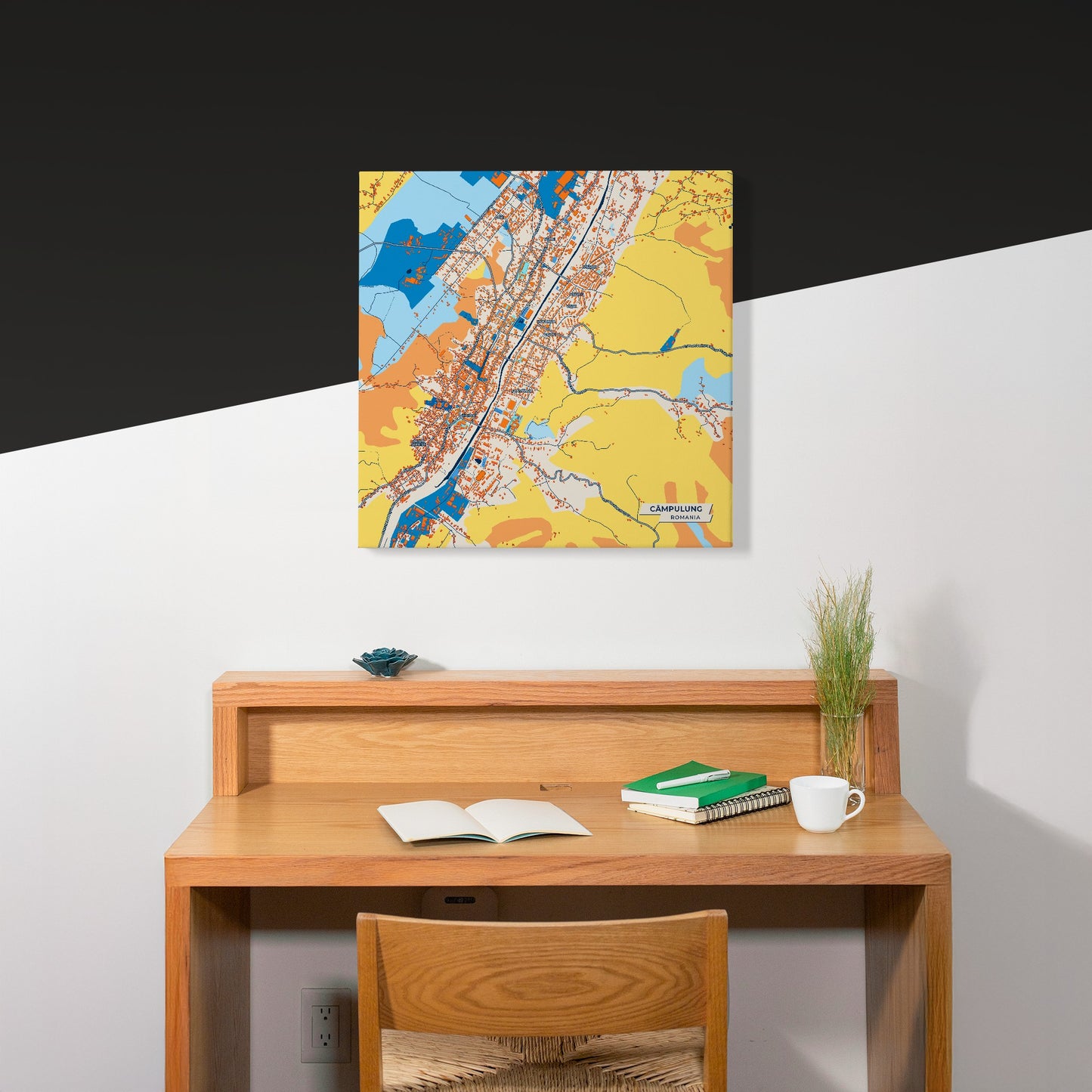 Câmpulung Romania Colorful City Map Canvas Print Scene