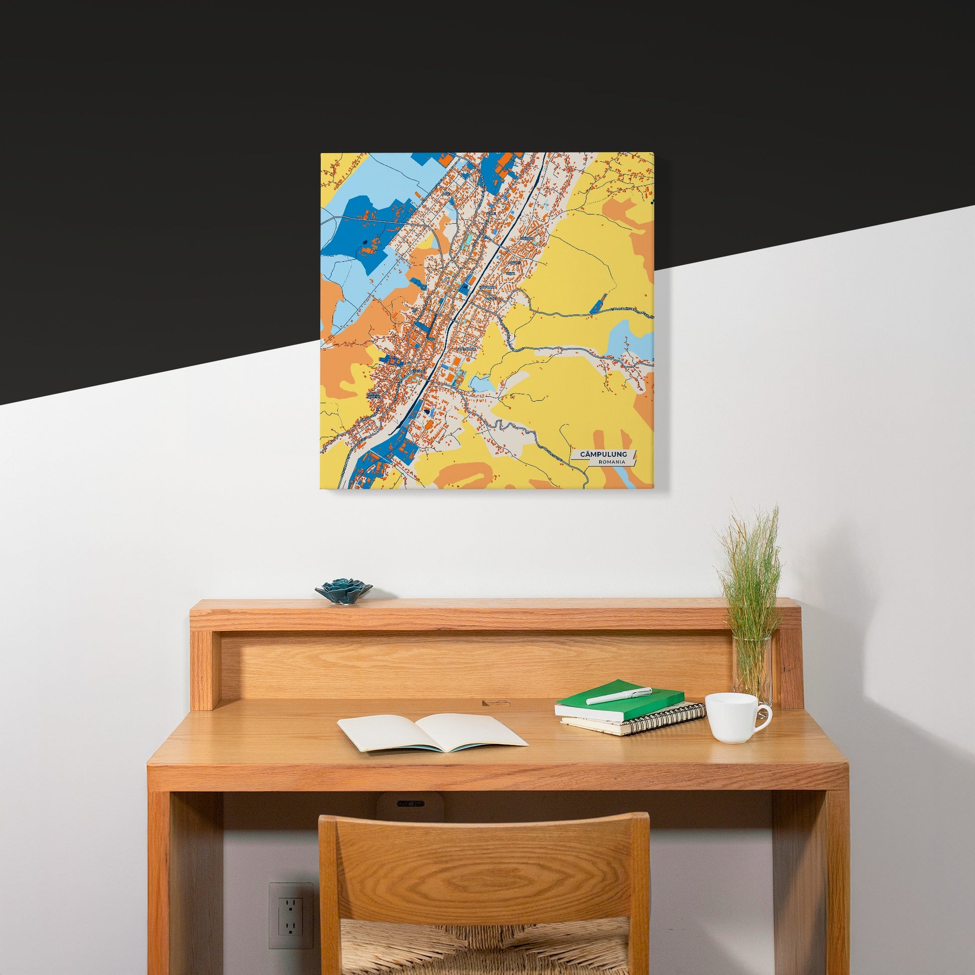 Câmpulung Romania Colorful City Map Canvas Print Scene