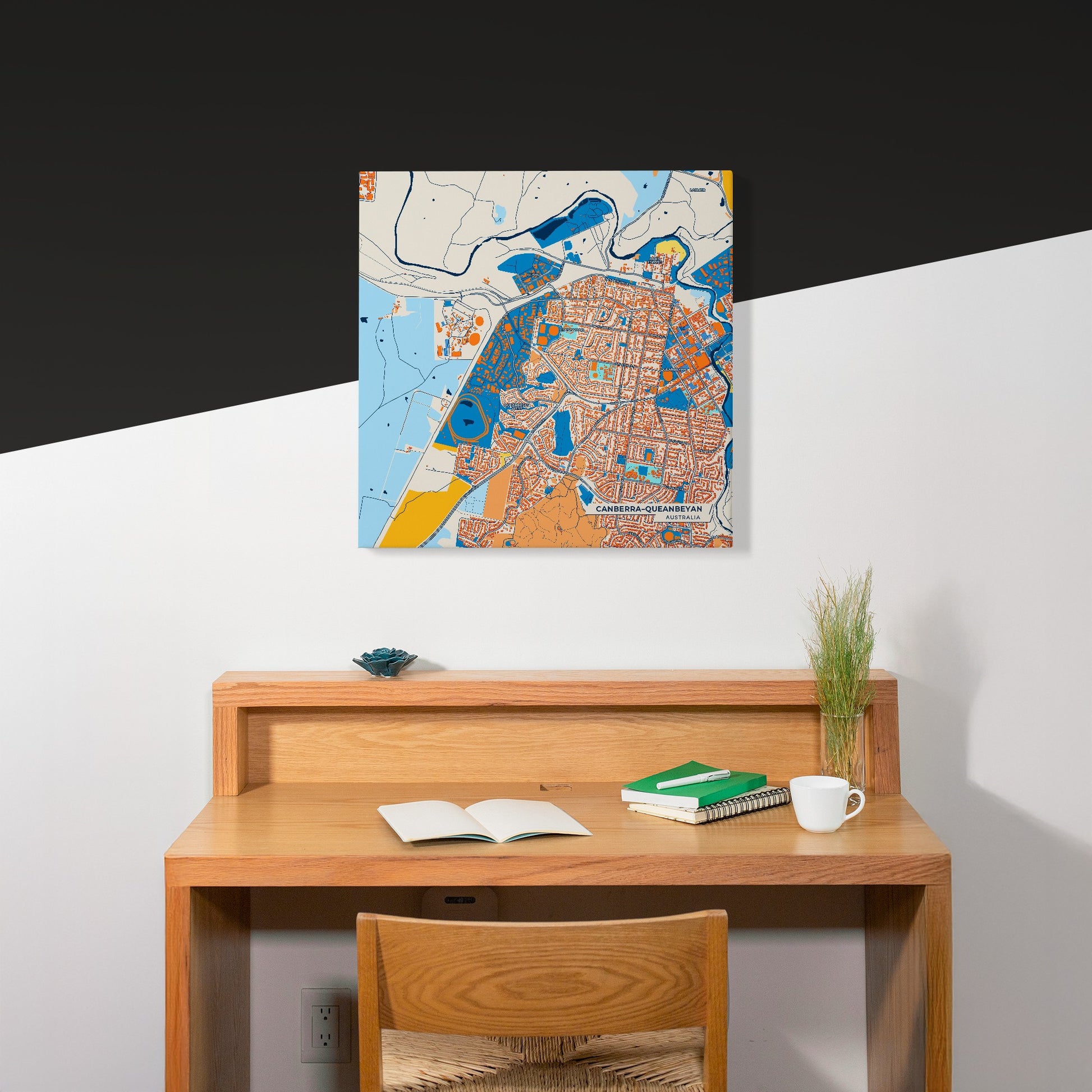 Canberra–Queanbeyan Australia Colorful City Map Canvas Print Scene