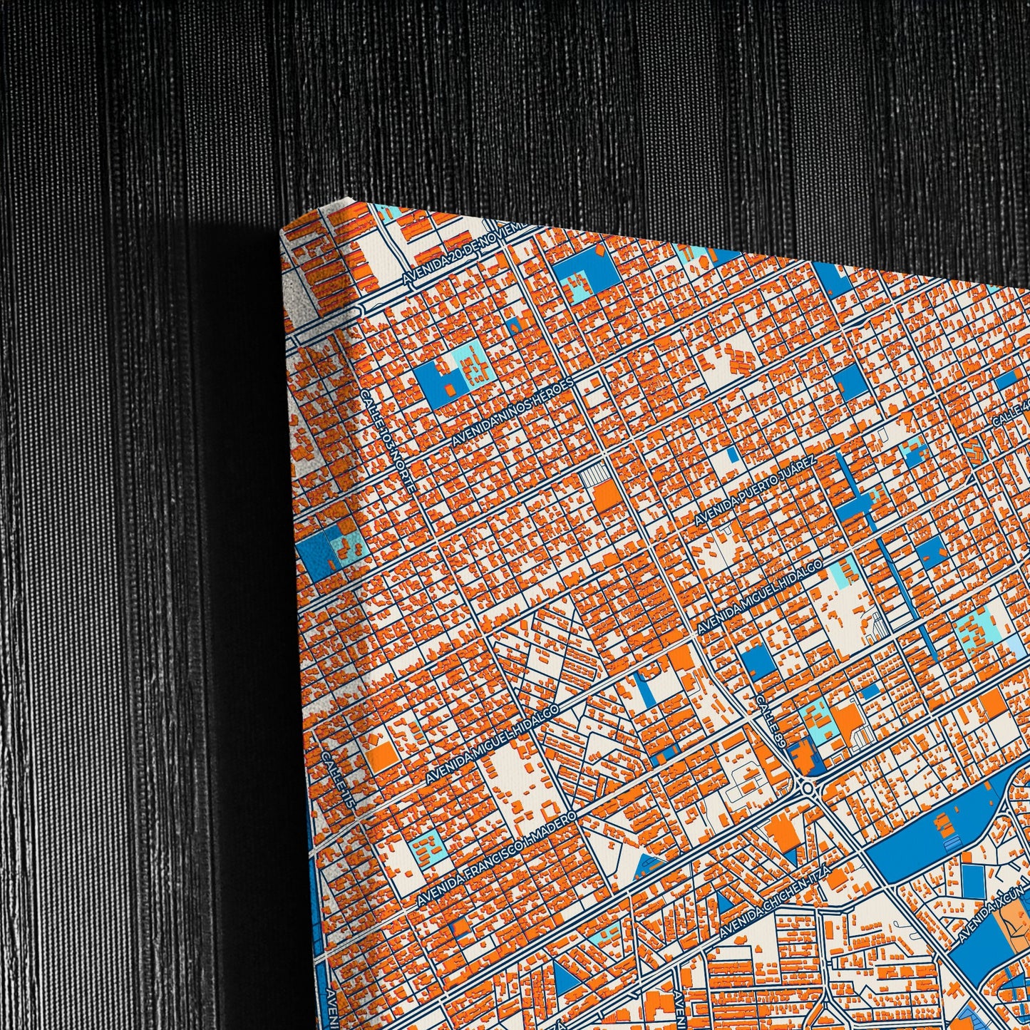 Cancún Mexico Colorful City Map Canvas Print Detail