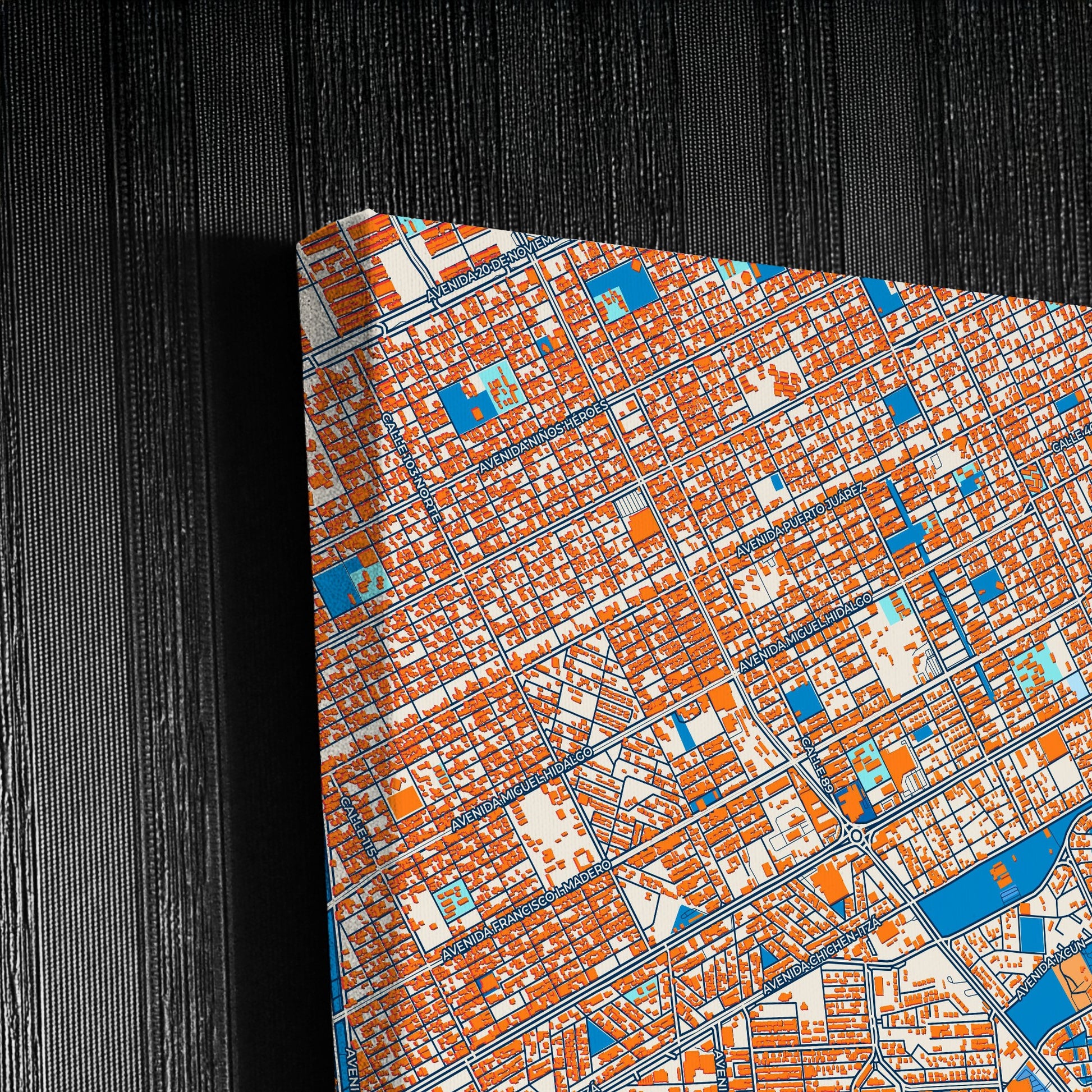 Cancún Mexico Colorful City Map Canvas Print Detail
