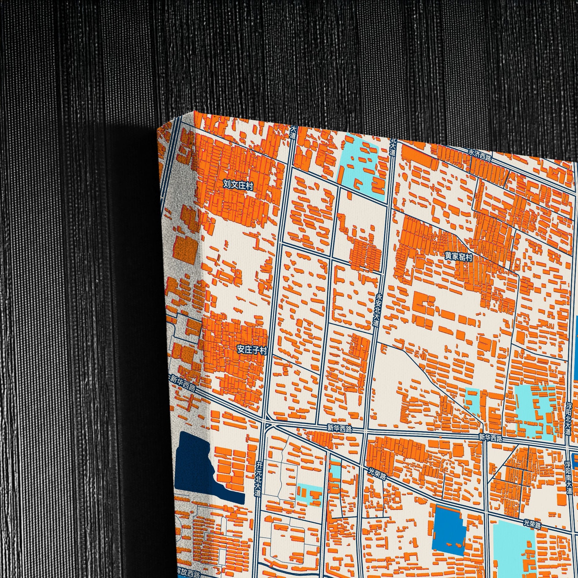 Cangzhou China Colorful City Map Canvas Print Detail