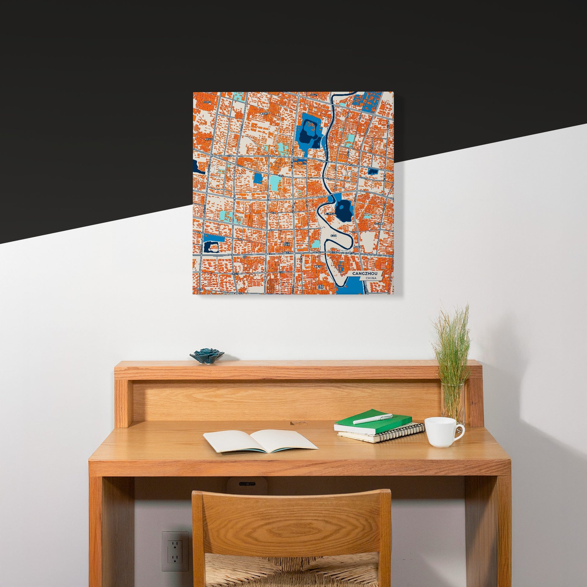 Cangzhou China Colorful City Map Canvas Print Scene