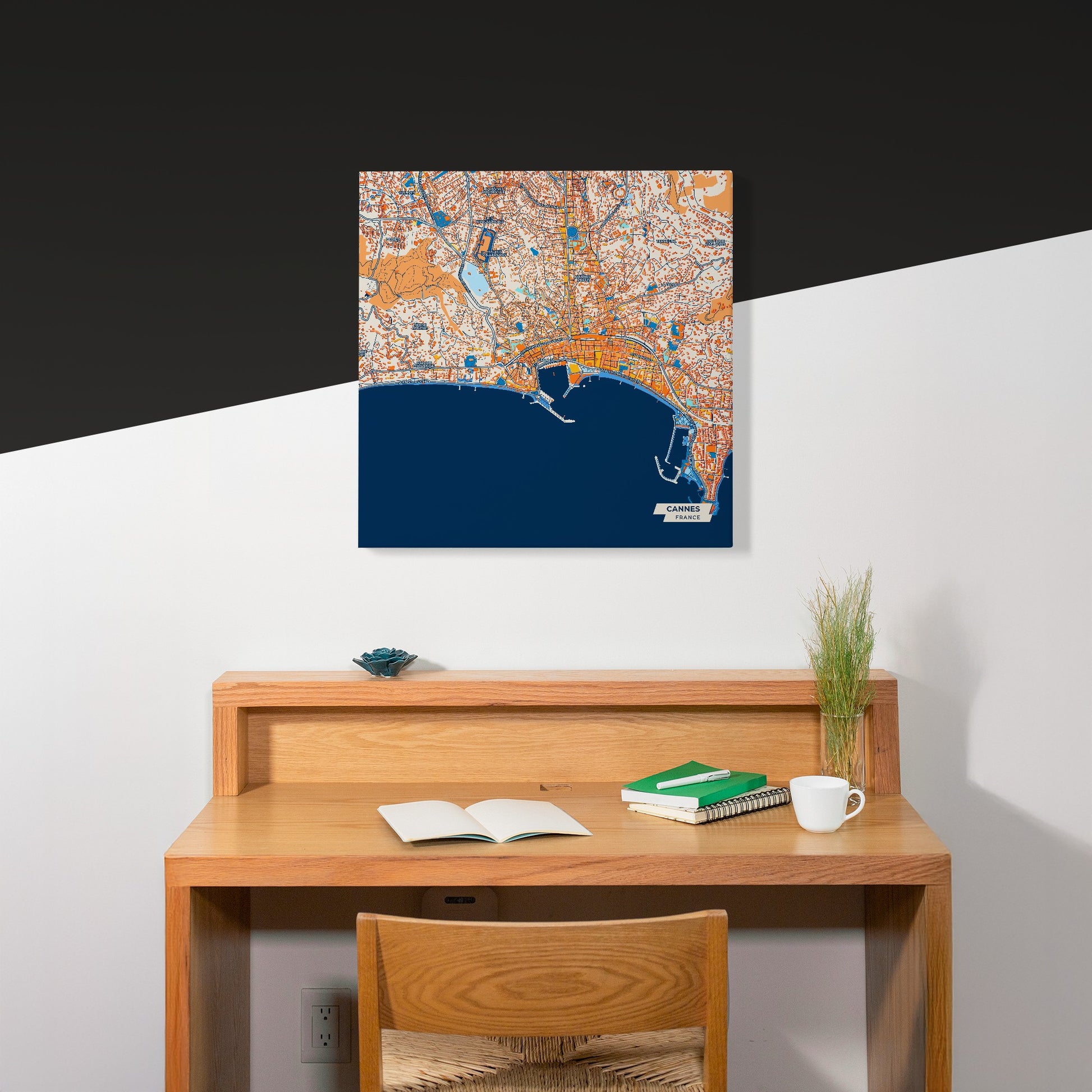 Cannes France Colorful City Map Canvas Print Scene