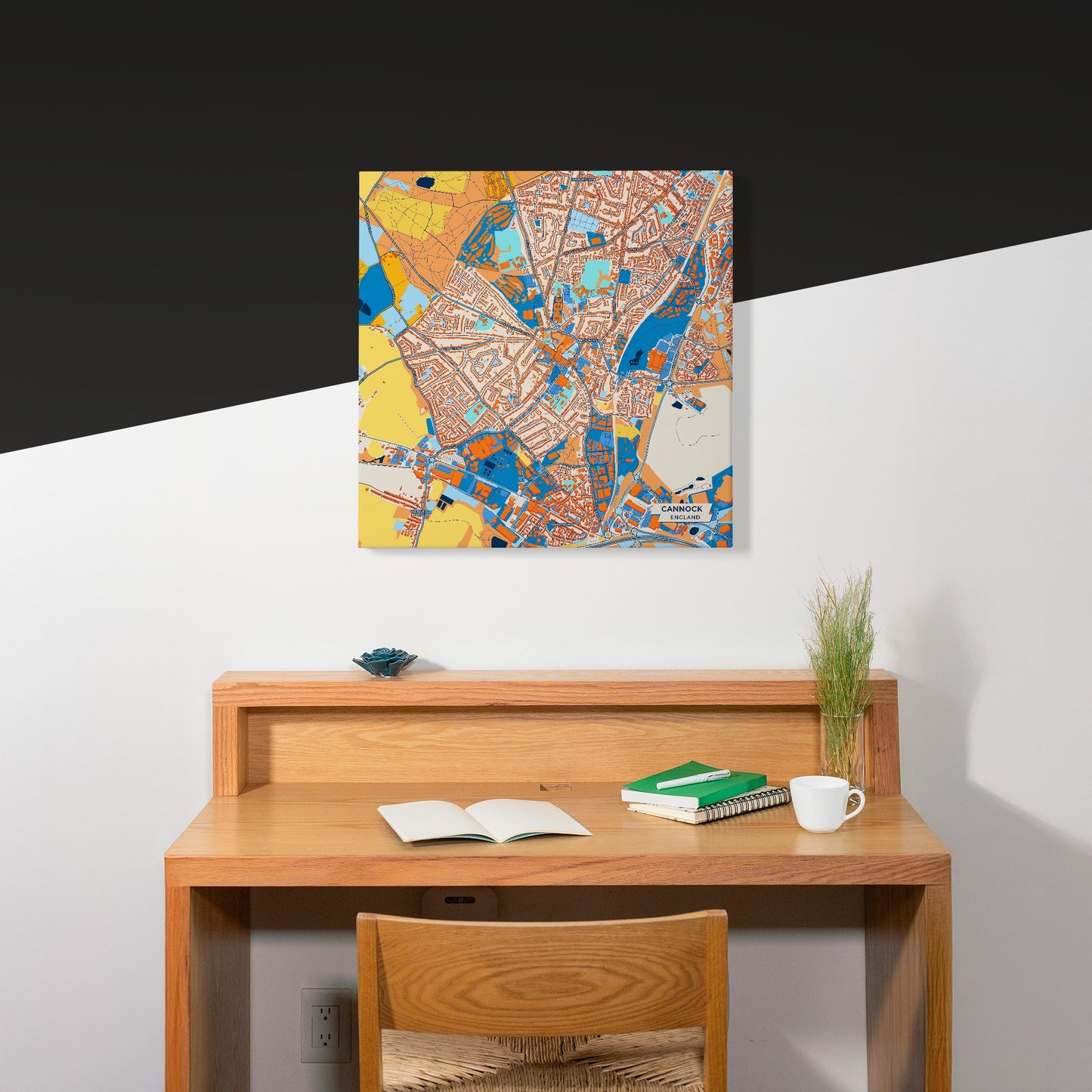 Cannock England Colorful City Map Canvas Print Scene