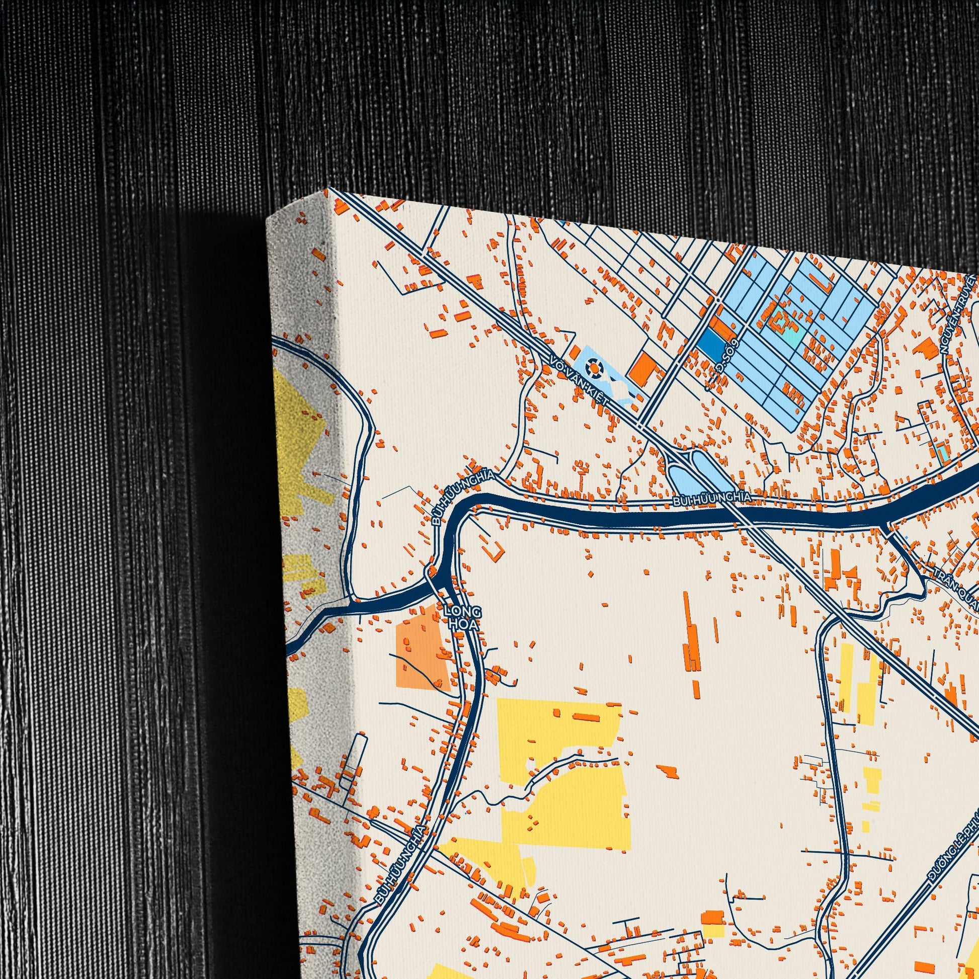 Cantho Vietnam Colorful City Map Canvas Print Detail