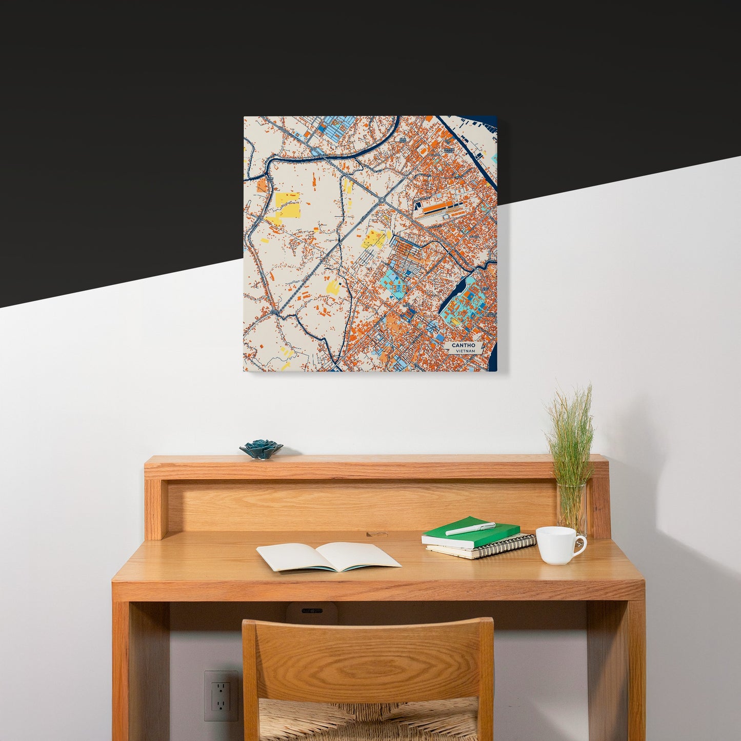 Cantho Vietnam Colorful City Map Canvas Print Scene