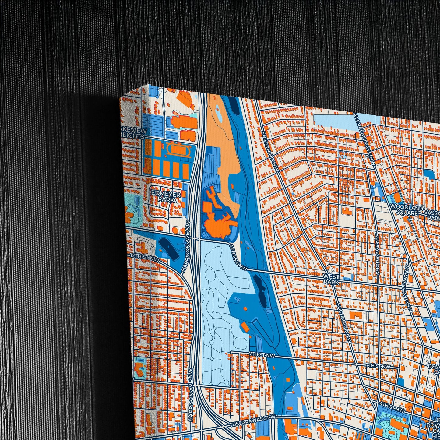 Canton Ohio Colorful City Map Canvas Print Detail
