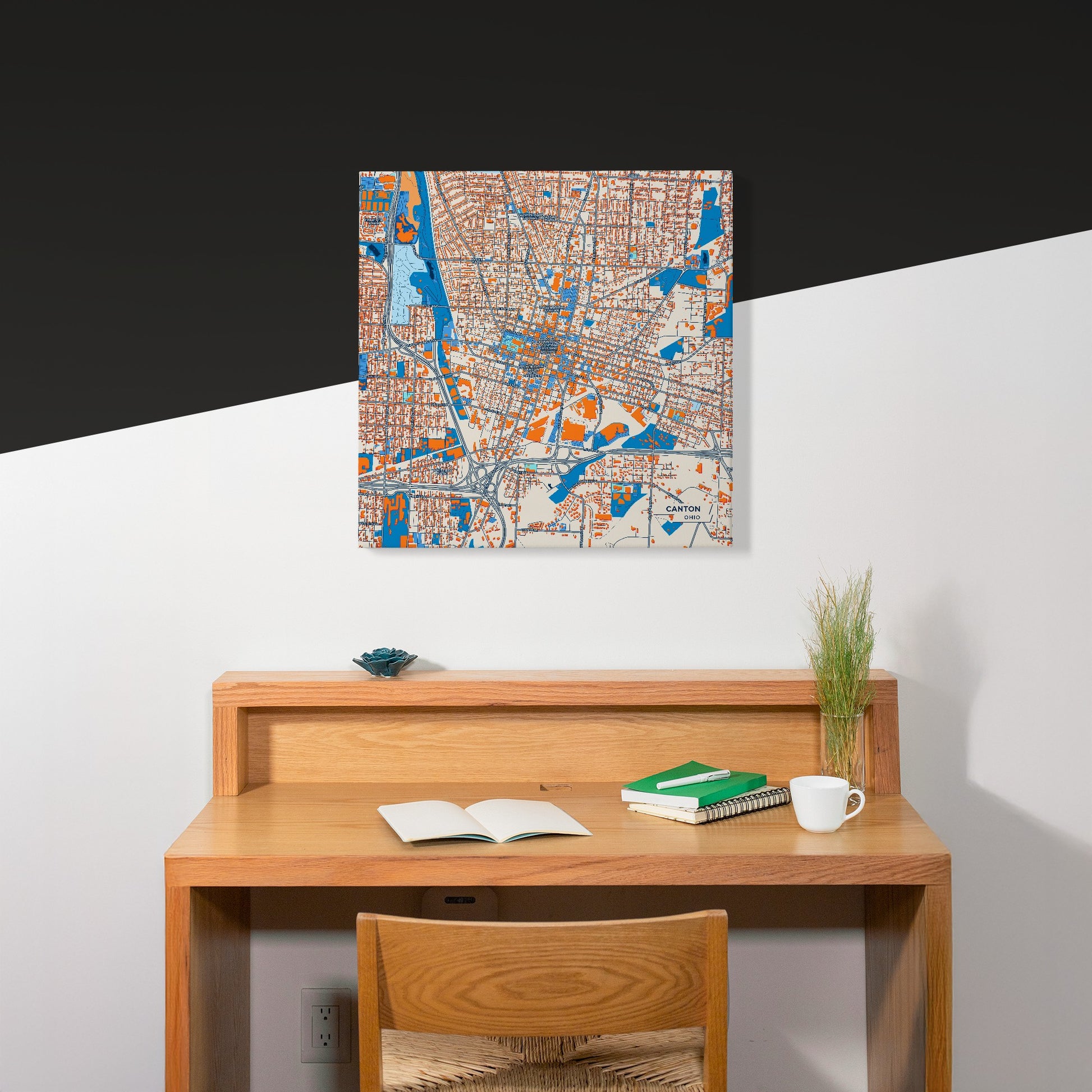 Canton Ohio Colorful City Map Canvas Print Scene