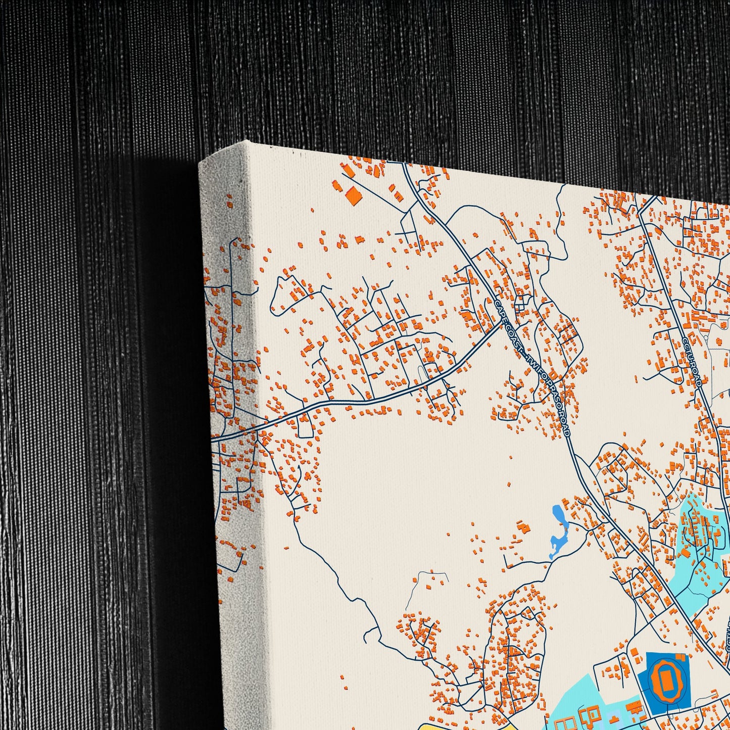 Cape Coast Ghana Colorful City Map Canvas Print Detail