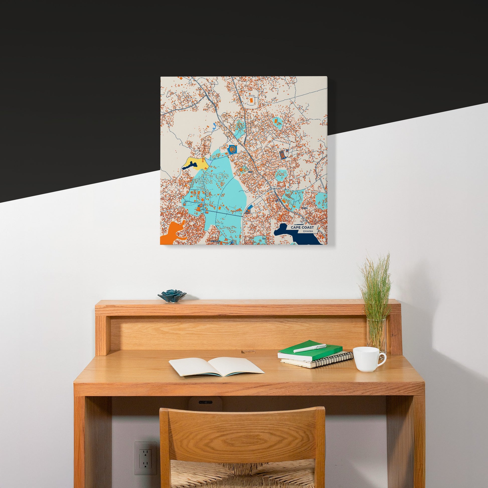 Cape Coast Ghana Colorful City Map Canvas Print Scene