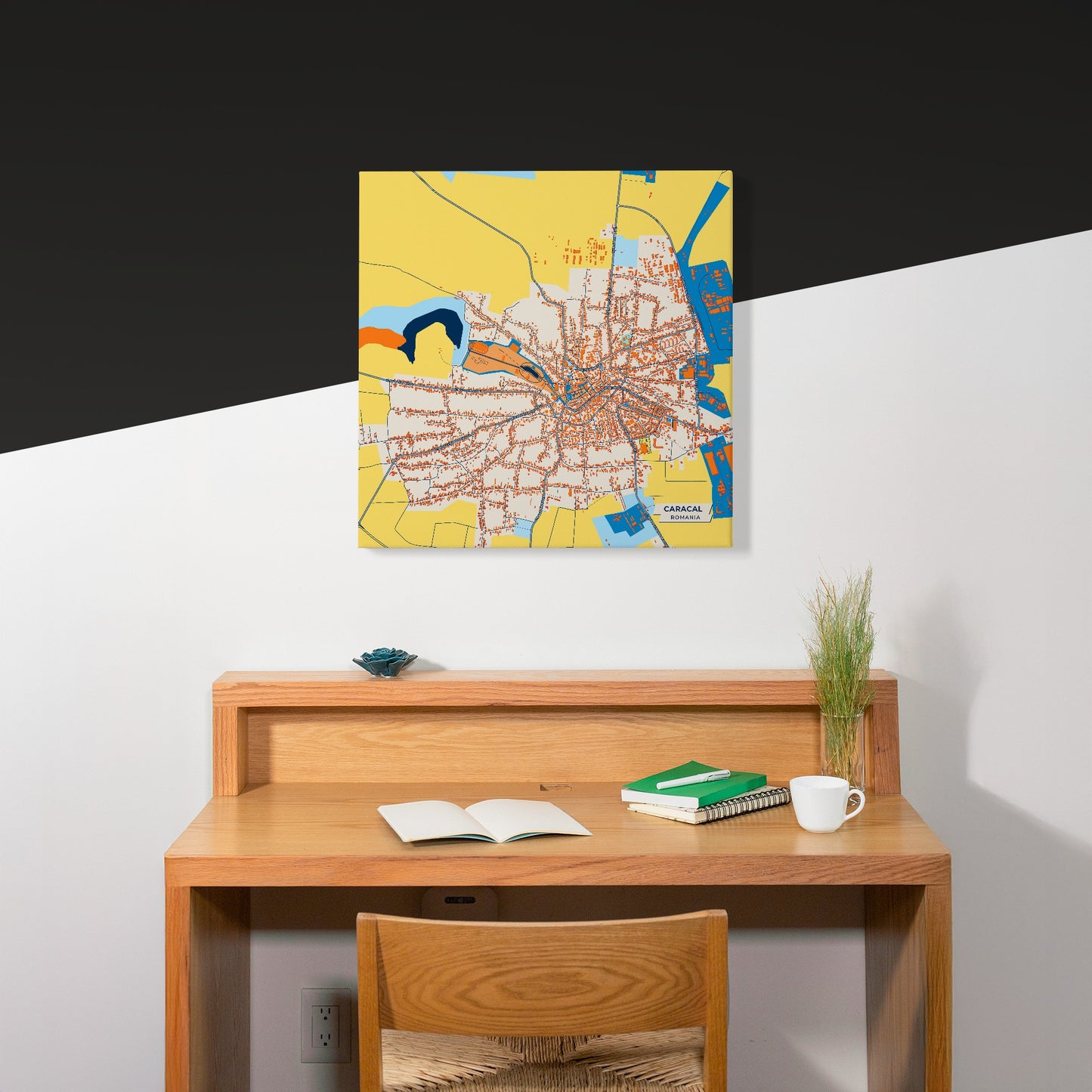 Caracal Romania Colorful City Map Canvas Print Scene