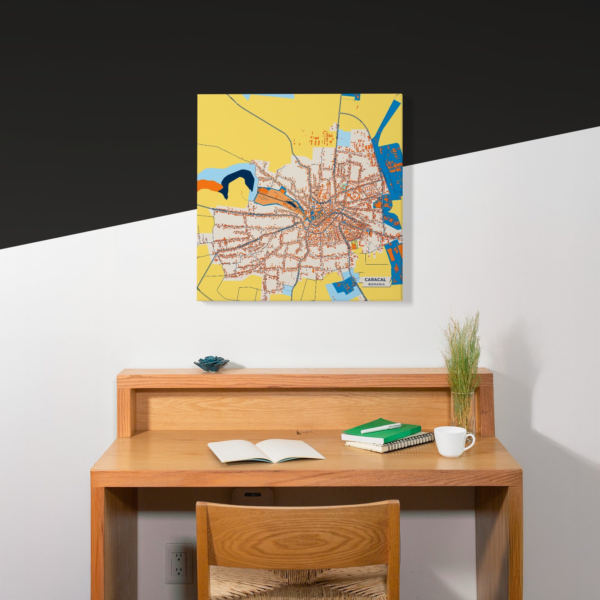 Caracal Romania Colorful City Map Canvas Print Scene