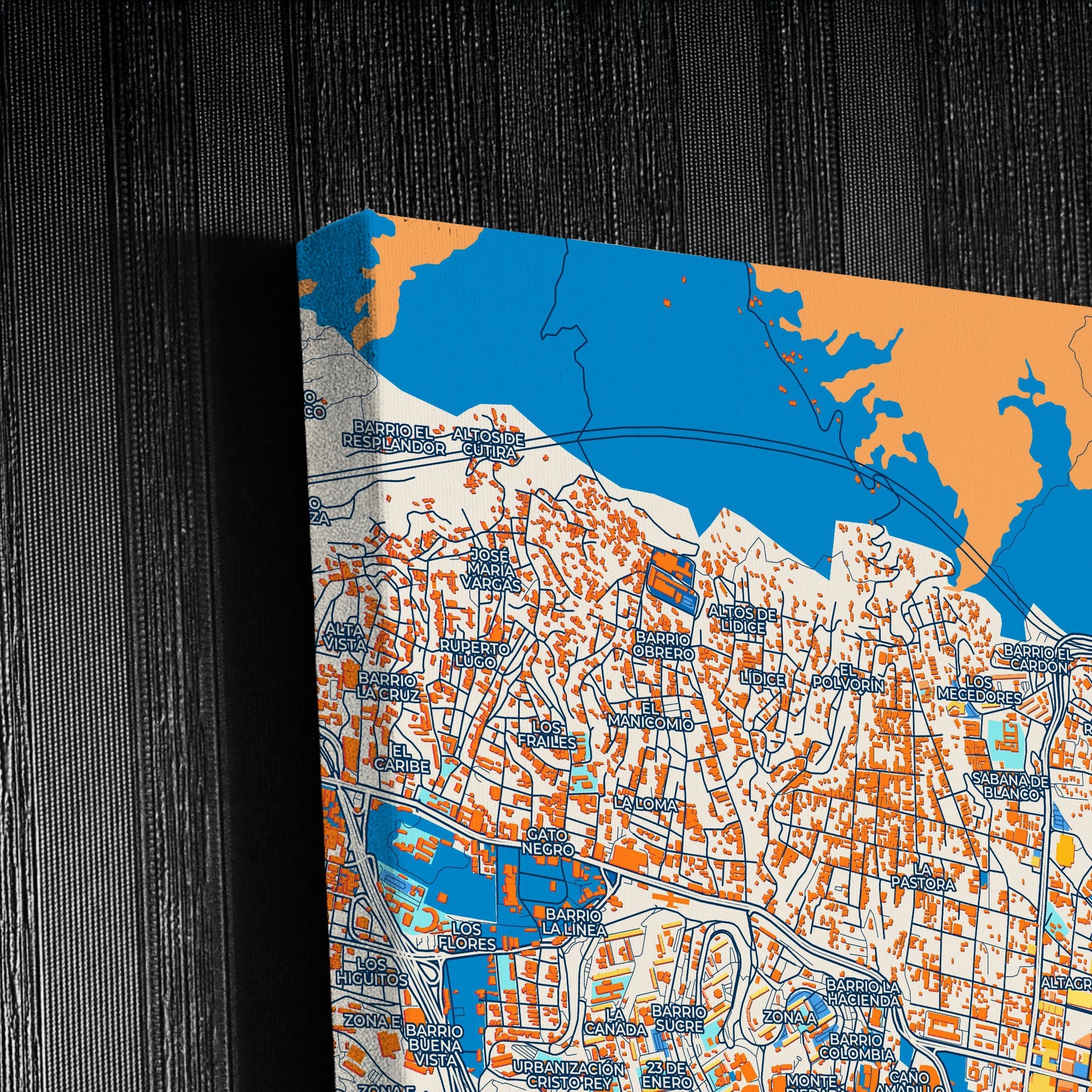 Caracas Venezuela Colorful City Map Canvas Print Detail
