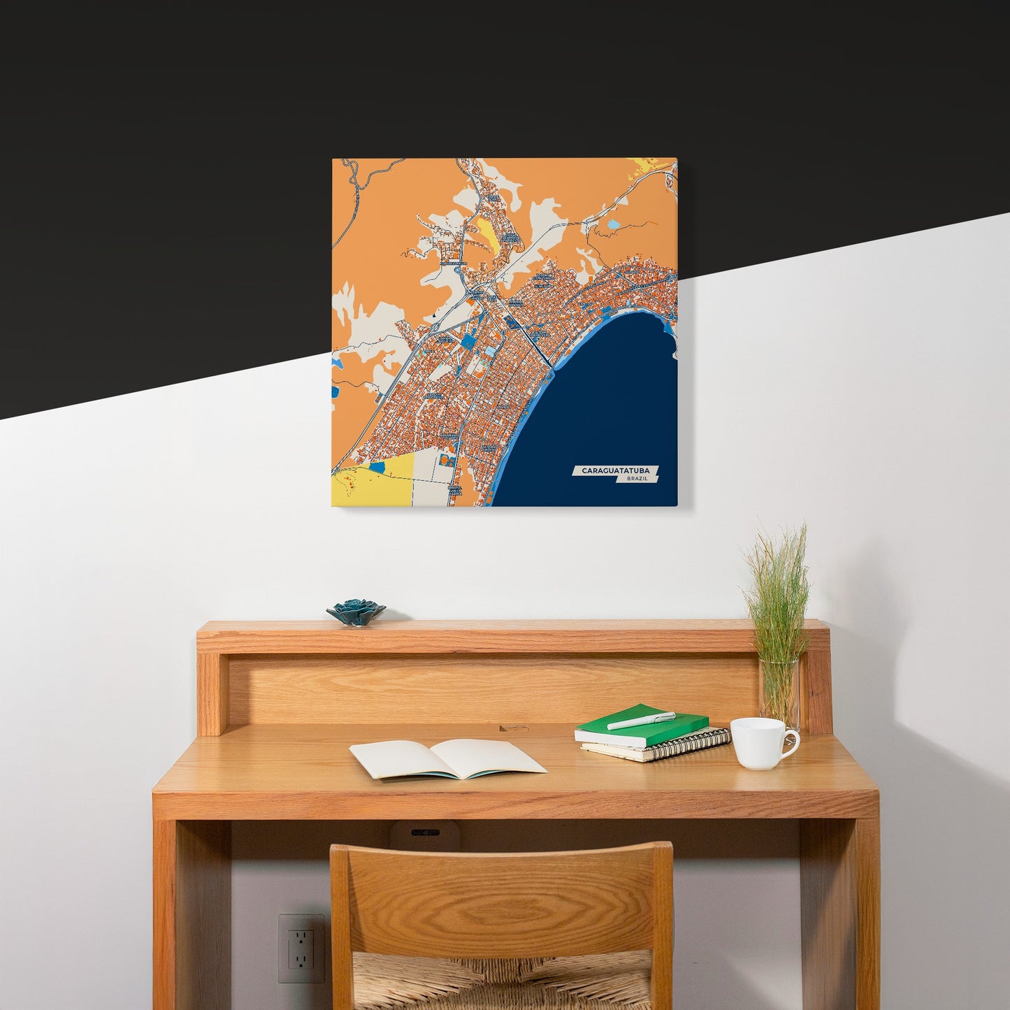 Caraguatatuba Brazil Colorful City Map Canvas Print Scene