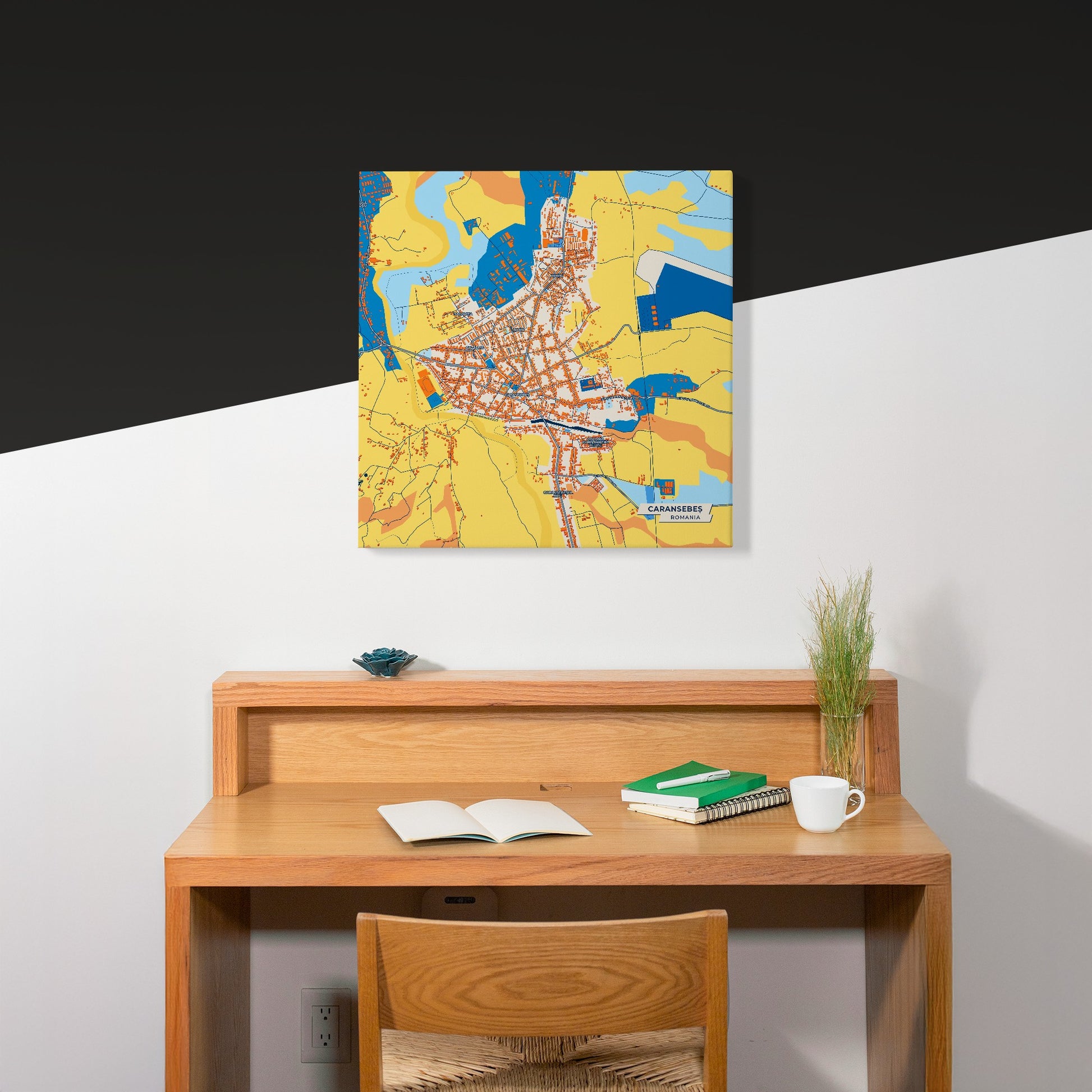 Caransebeș Romania Colorful City Map Canvas Print Scene