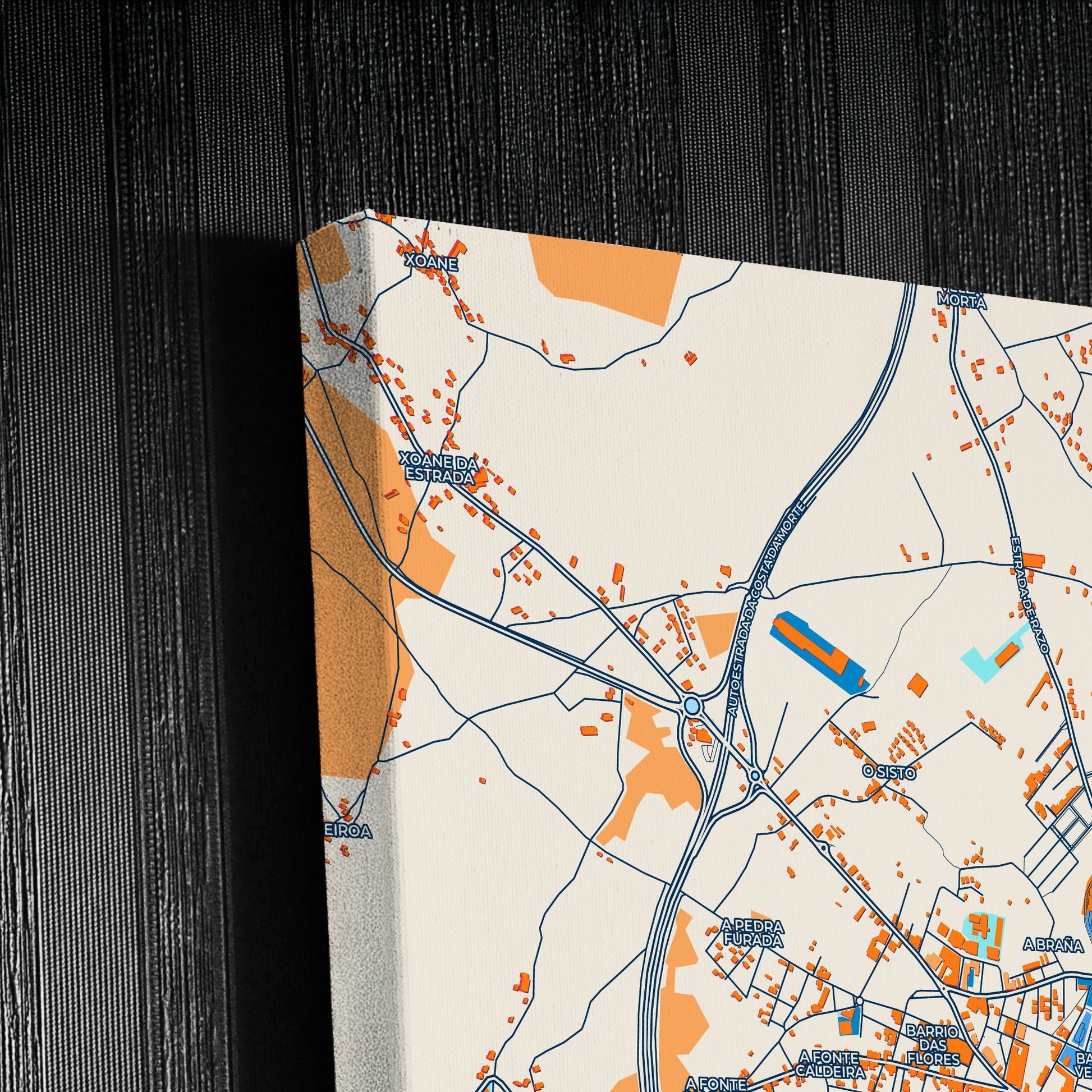 Carballo Spain Colorful City Map Canvas Print Detail