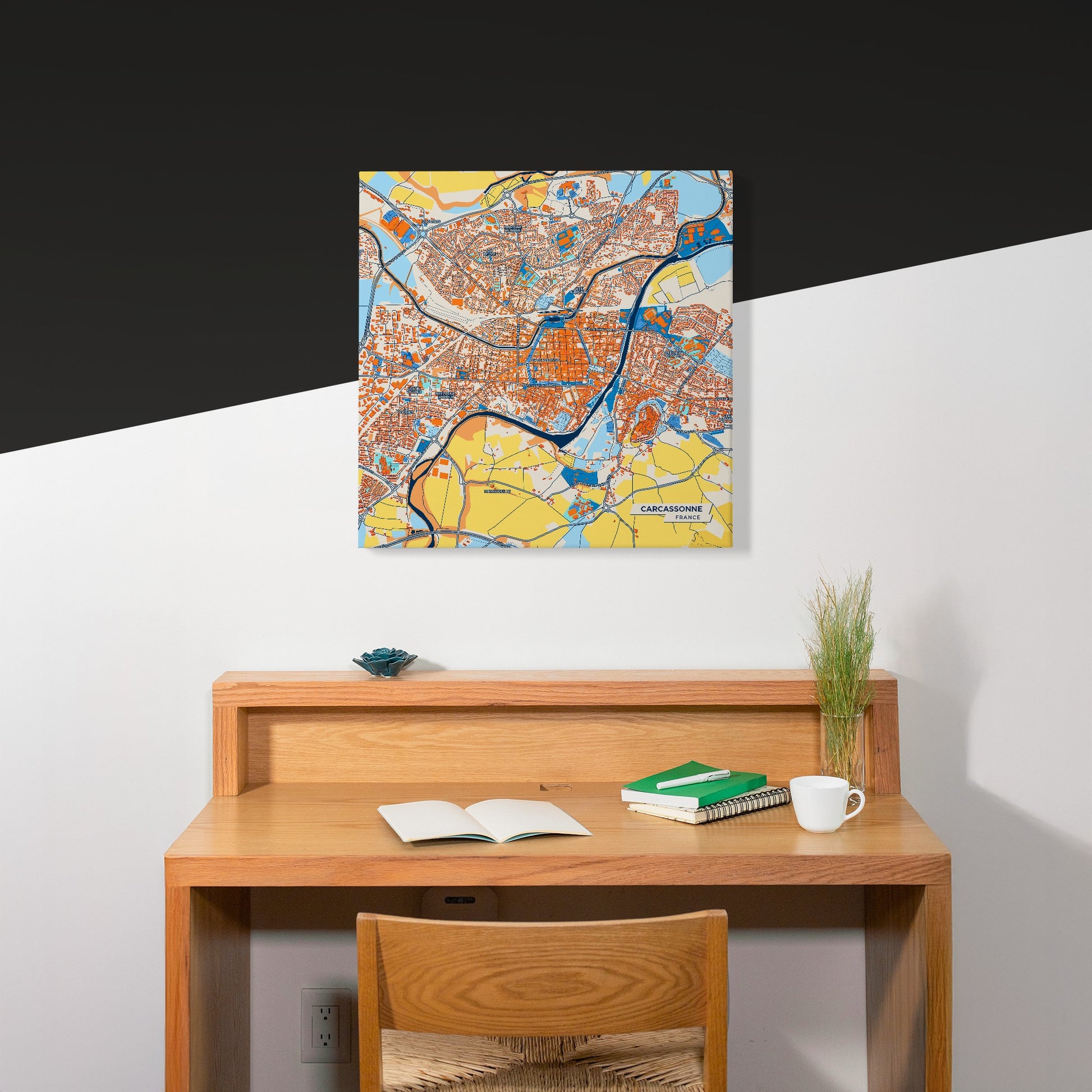 Carcassonne France Colorful City Map Canvas Print Scene