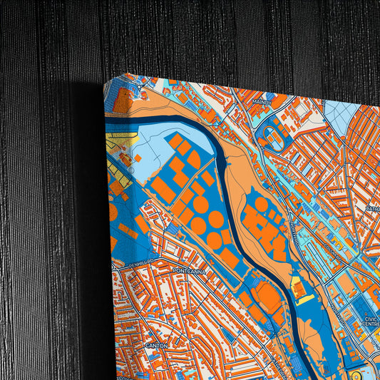 Cardiff Wales Colorful City Map Canvas Print Detail