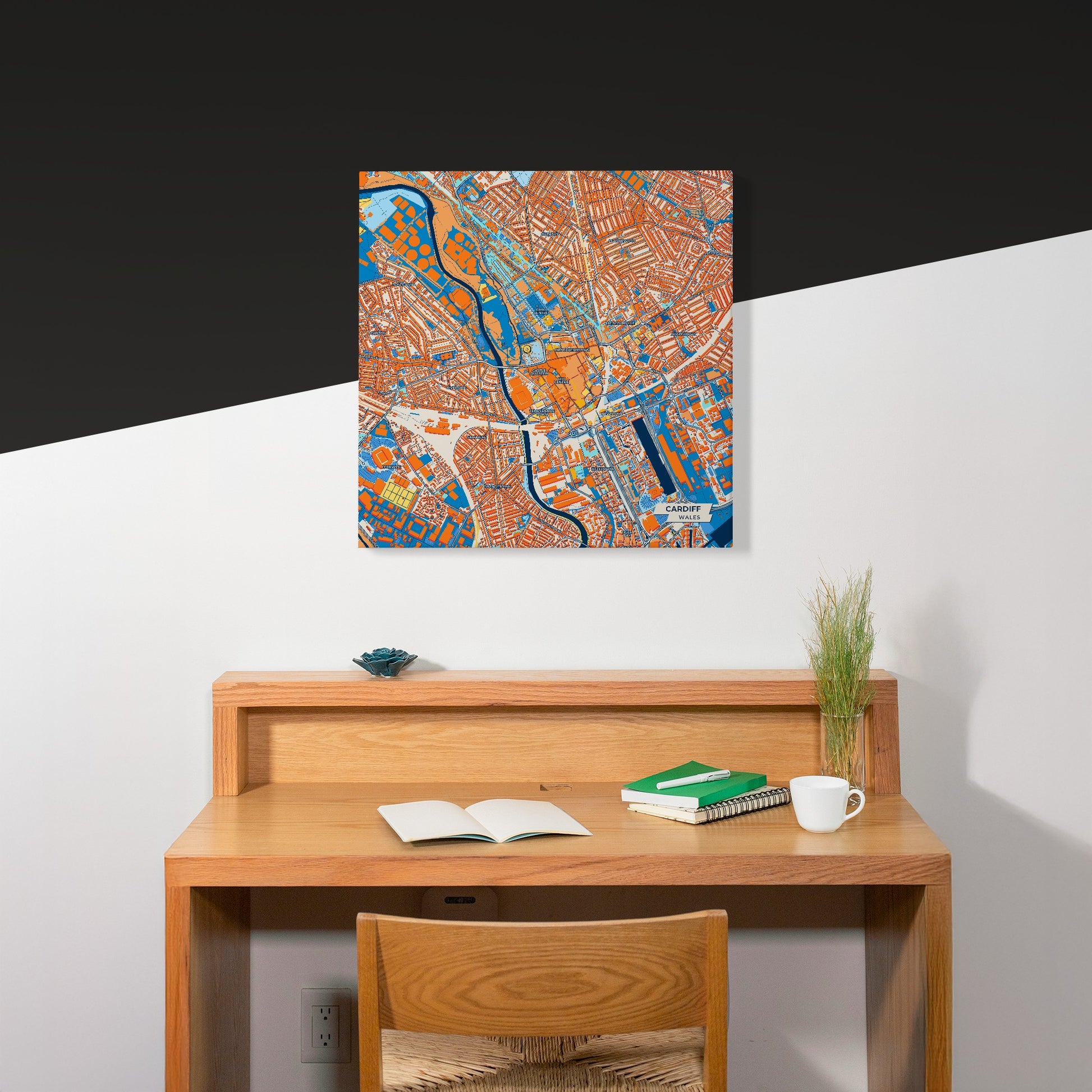 Cardiff Wales Colorful City Map Canvas Print Scene