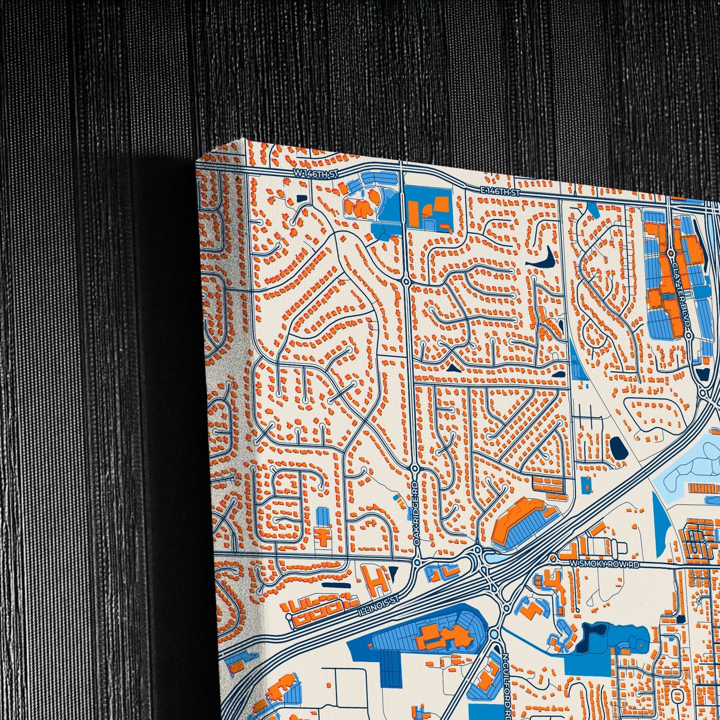 Carmel Indiana Colorful City Map Canvas Print Detail