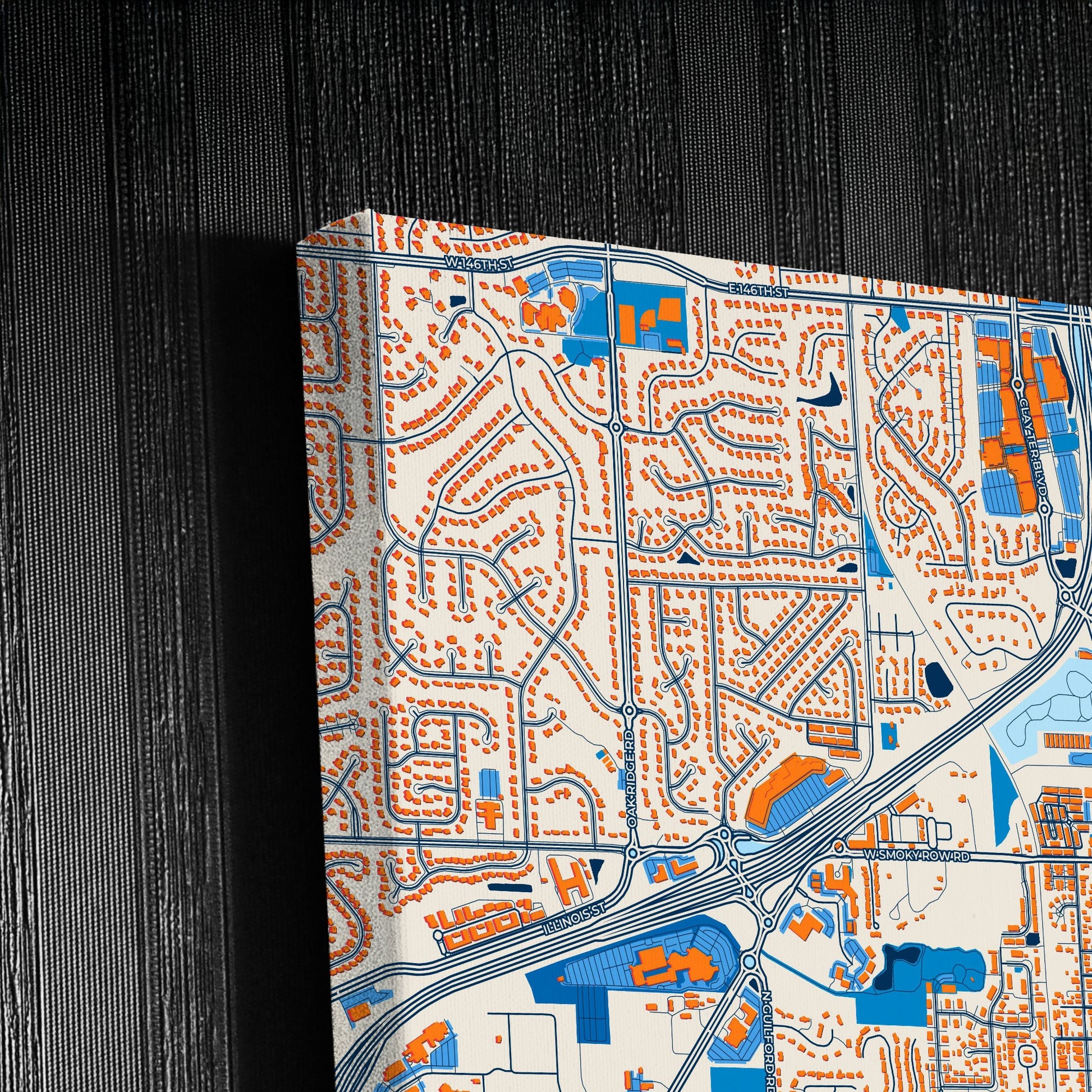 Carmel Indiana Colorful City Map Canvas Print Detail