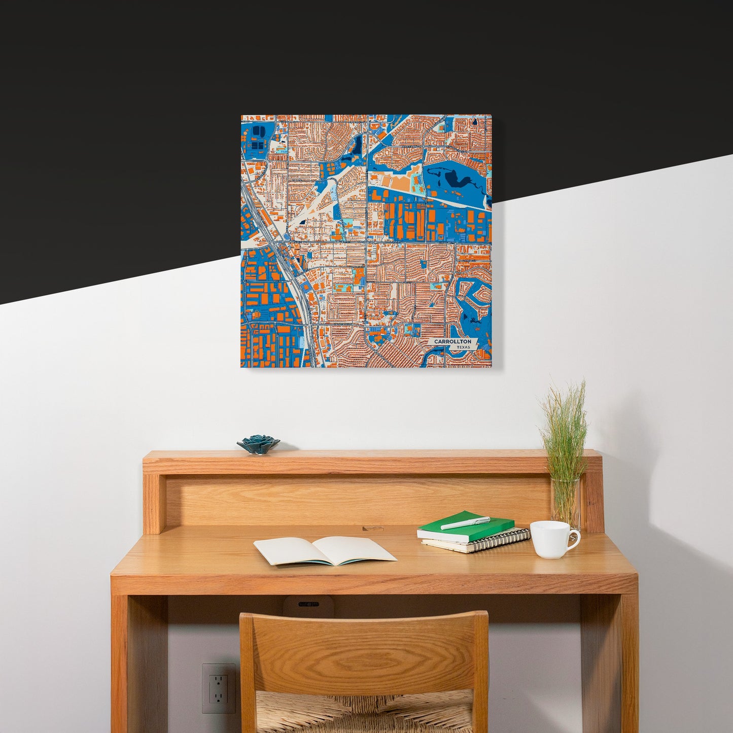 Carrollton Texas Colorful City Map Canvas Print Scene