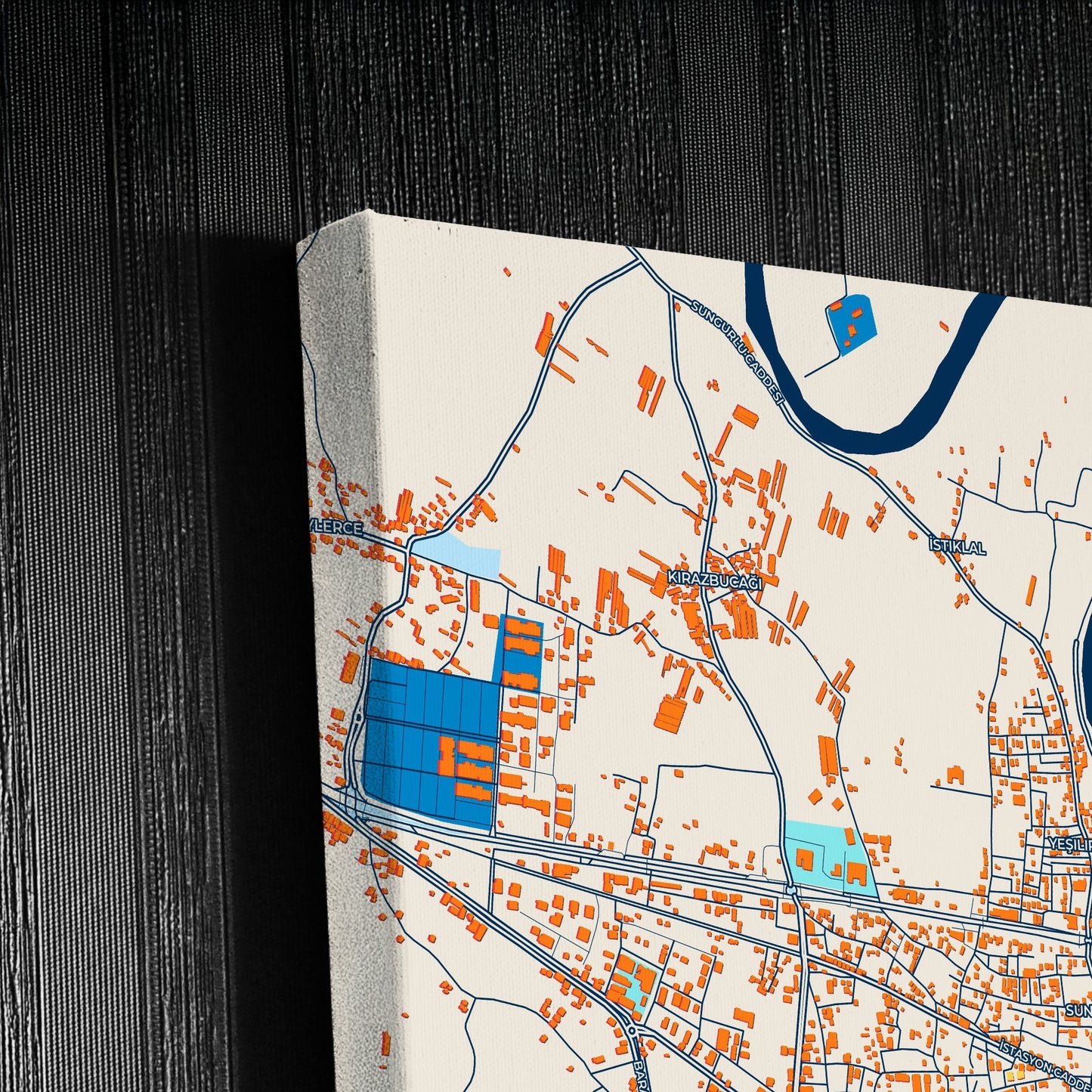 Çarşamba Turkey Colorful City Map Canvas Print Detail