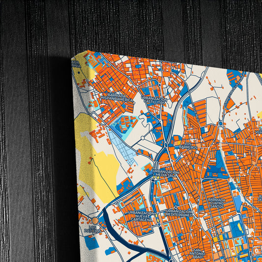 Cartagena Spain Colorful City Map Canvas Print Detail