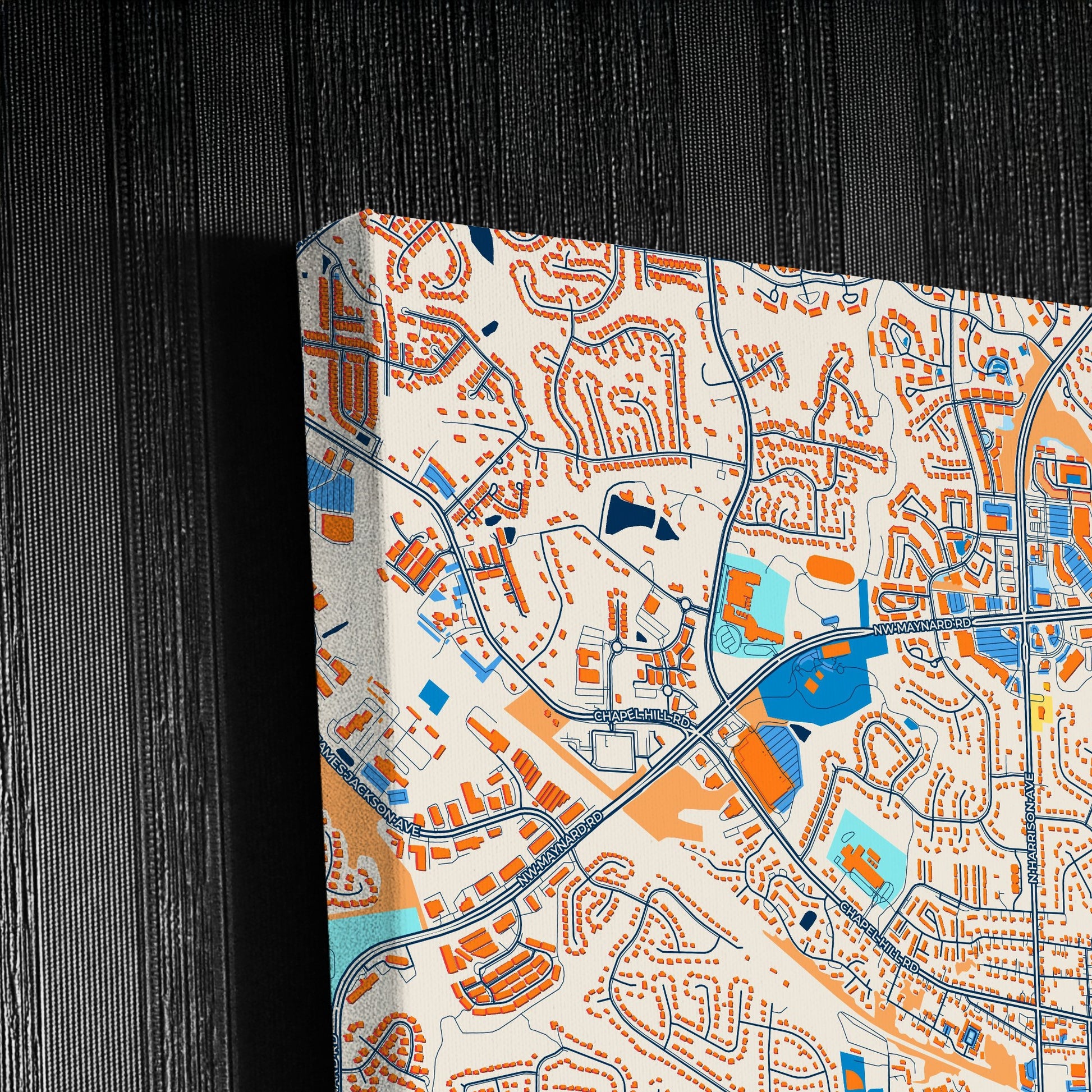 Cary North Carolina Colorful City Map Canvas Print Detail
