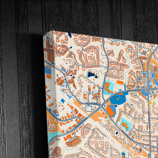Cary North Carolina Colorful City Map Canvas Print Detail
