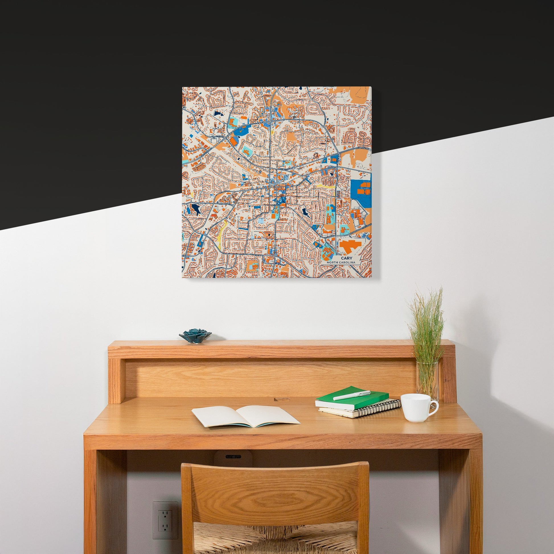 Cary North Carolina Colorful City Map Canvas Print Scene
