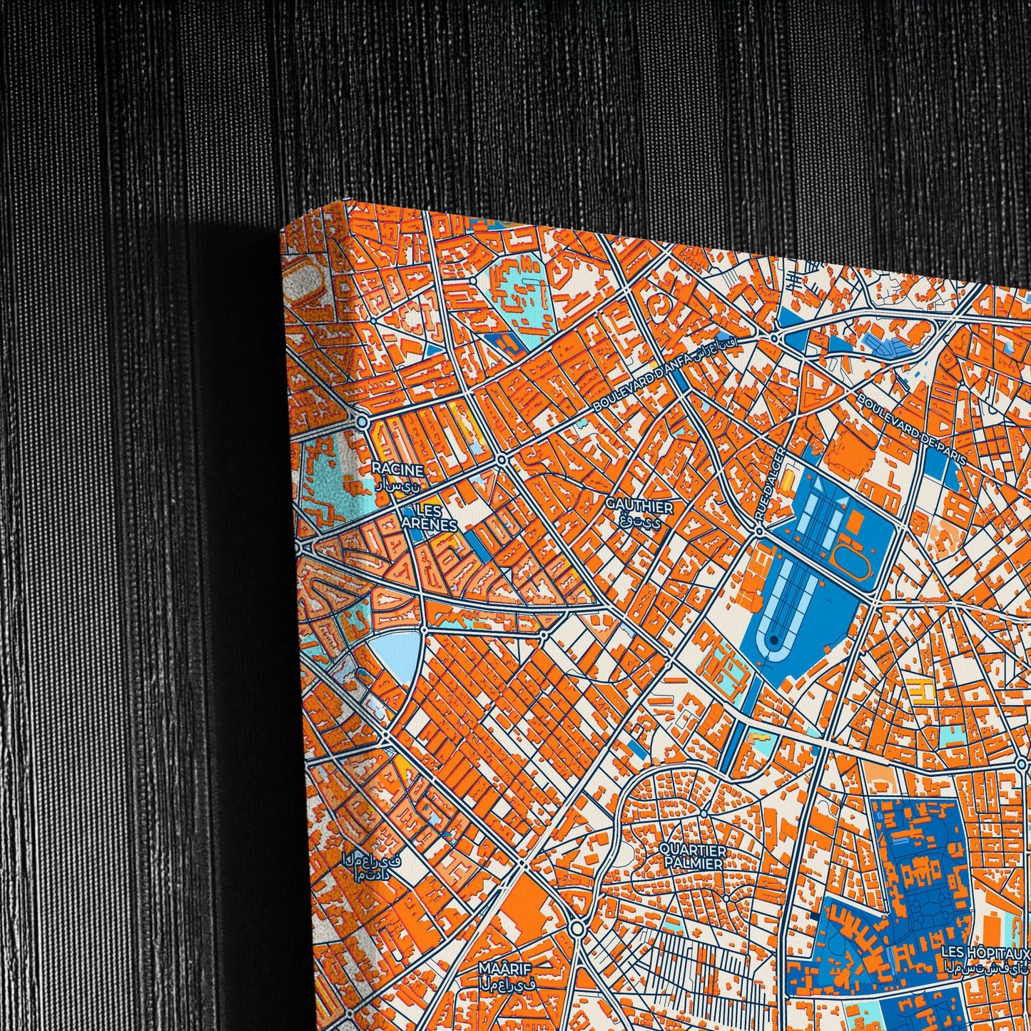 Casablanca Morocco Colorful City Map Canvas Print Detail
