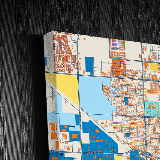 Casa Grande Arizona Colorful City Map Canvas Print Detail