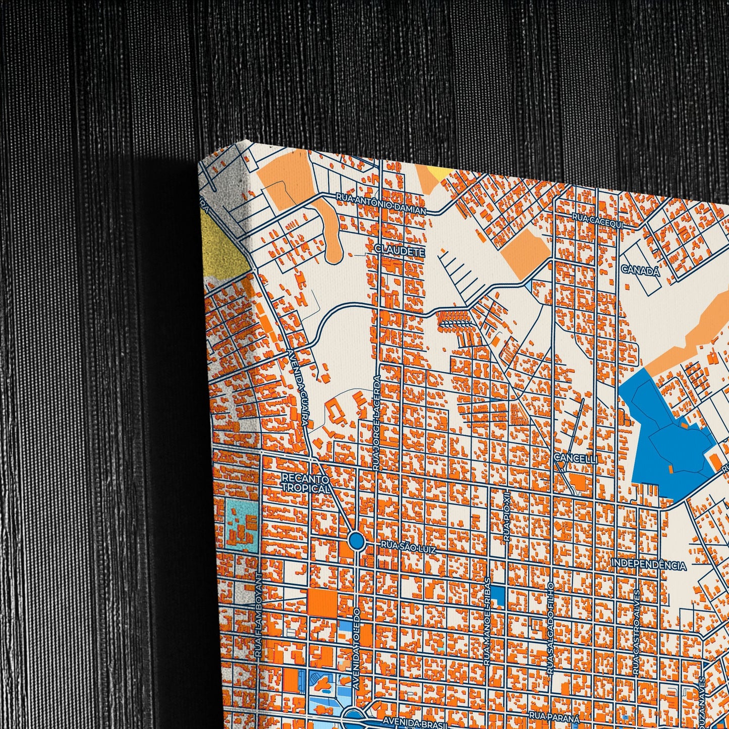 Cascavel Brazil Colorful City Map Canvas Print Detail
