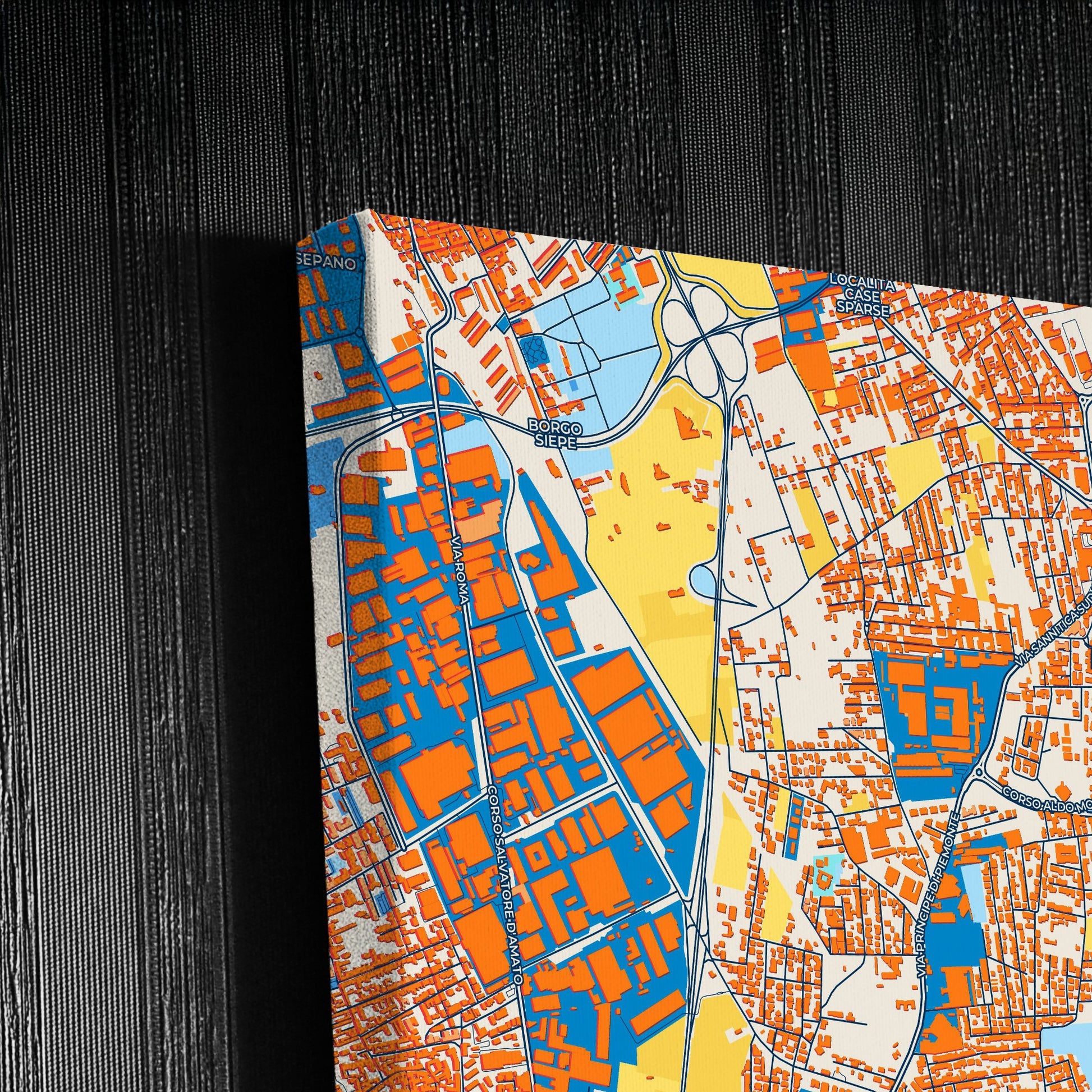 Casoria Italy Colorful City Map Canvas Print Detail