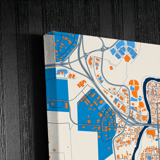 Casper Wyoming Colorful City Map Canvas Print Detail