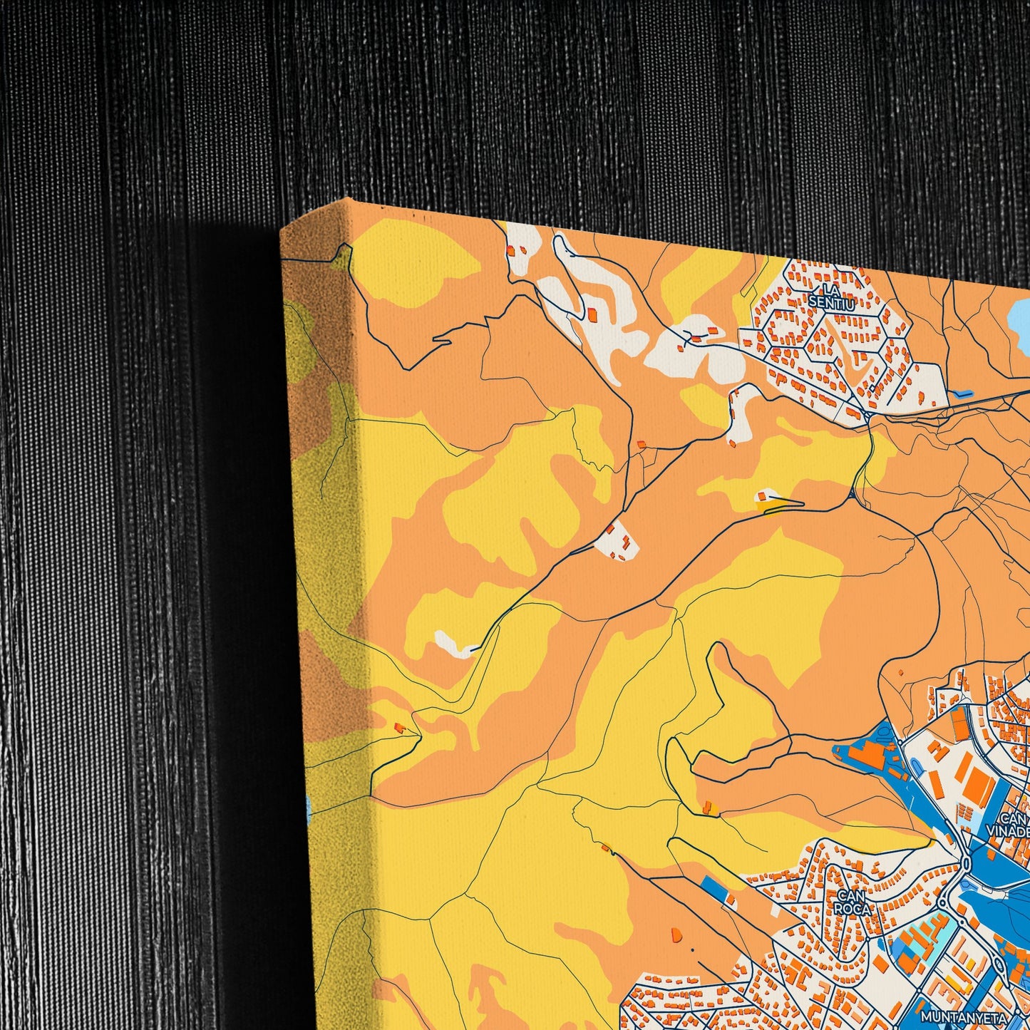 Castelldefels Spain Colorful City Map Canvas Print Detail