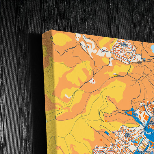 Castelldefels Spain Colorful City Map Canvas Print Detail